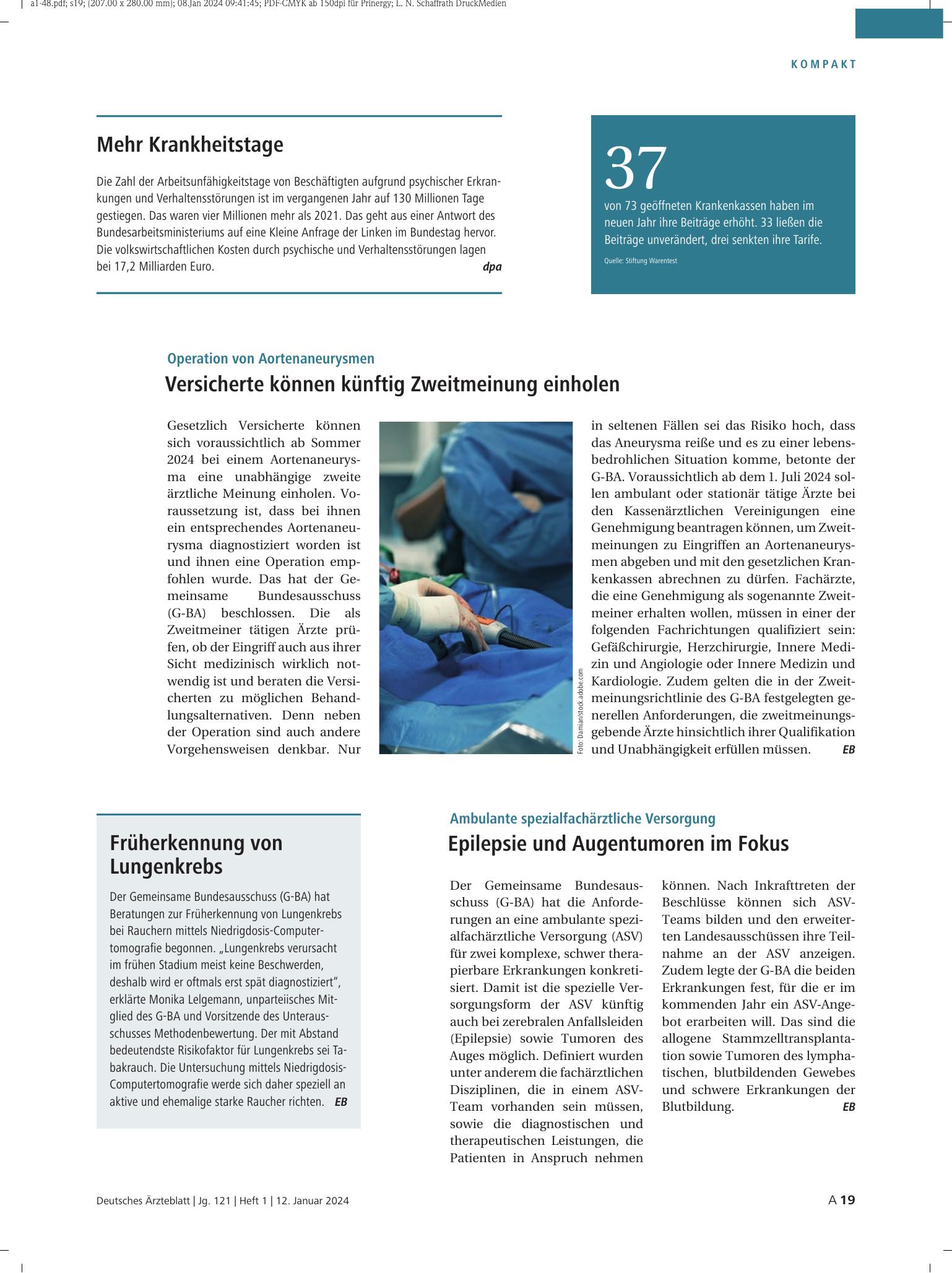 Vorschauseite 1: Zahl der Woche – Deutsches Ärzteblatt