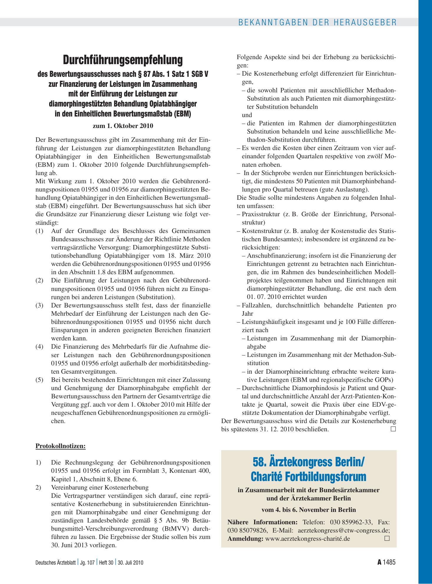 Vorschauseite 1: 58. Ärztekongress Berlin/ Charité Fortbildungsforum – Deutsches Ärzteblatt
