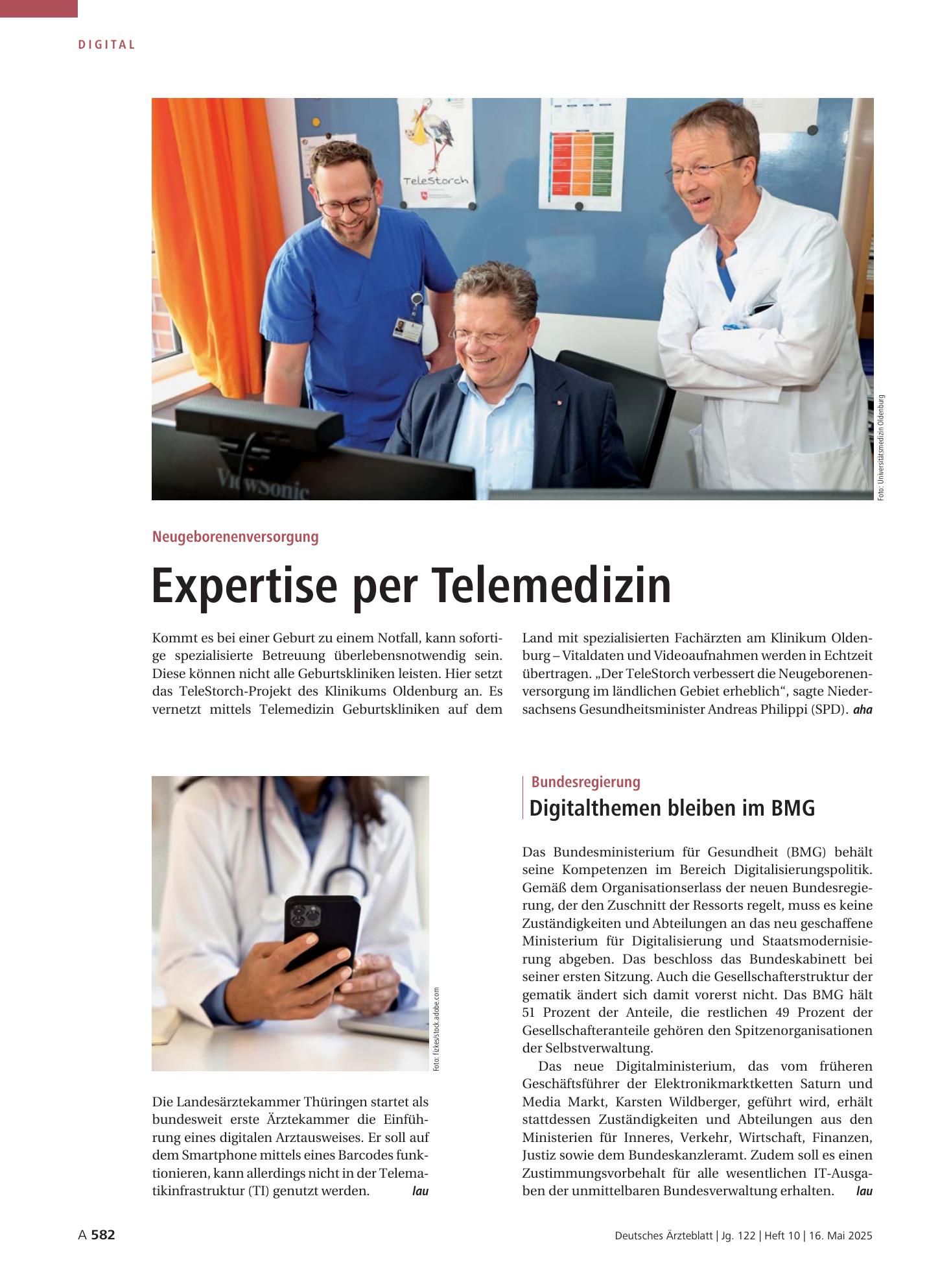 Vorschauseite 1: Einführung eines digitalen Arztausweises – Deutsches Ärzteblatt