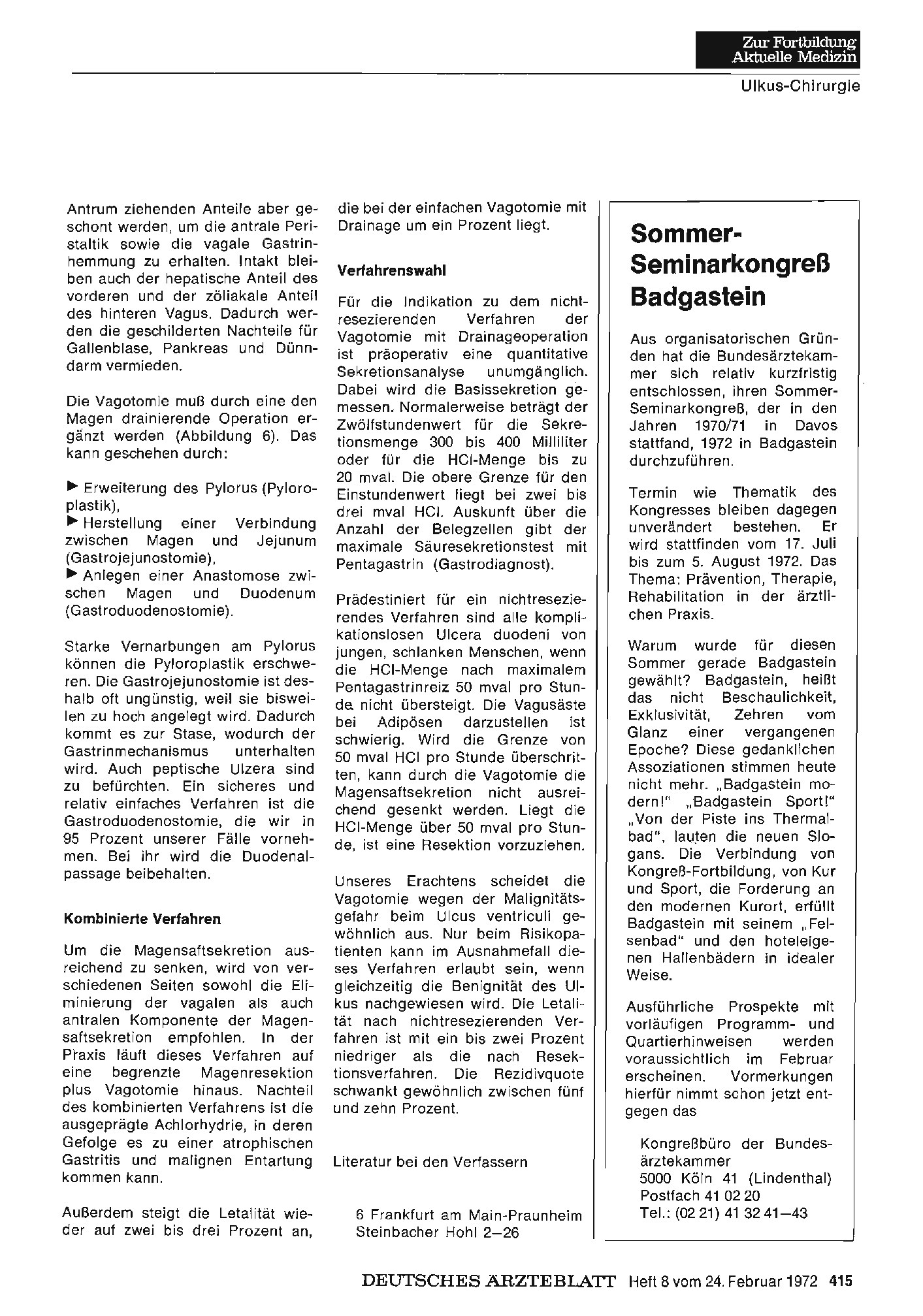 Vorschauseite 1: Sommer- Seminarkongreß Badgastein