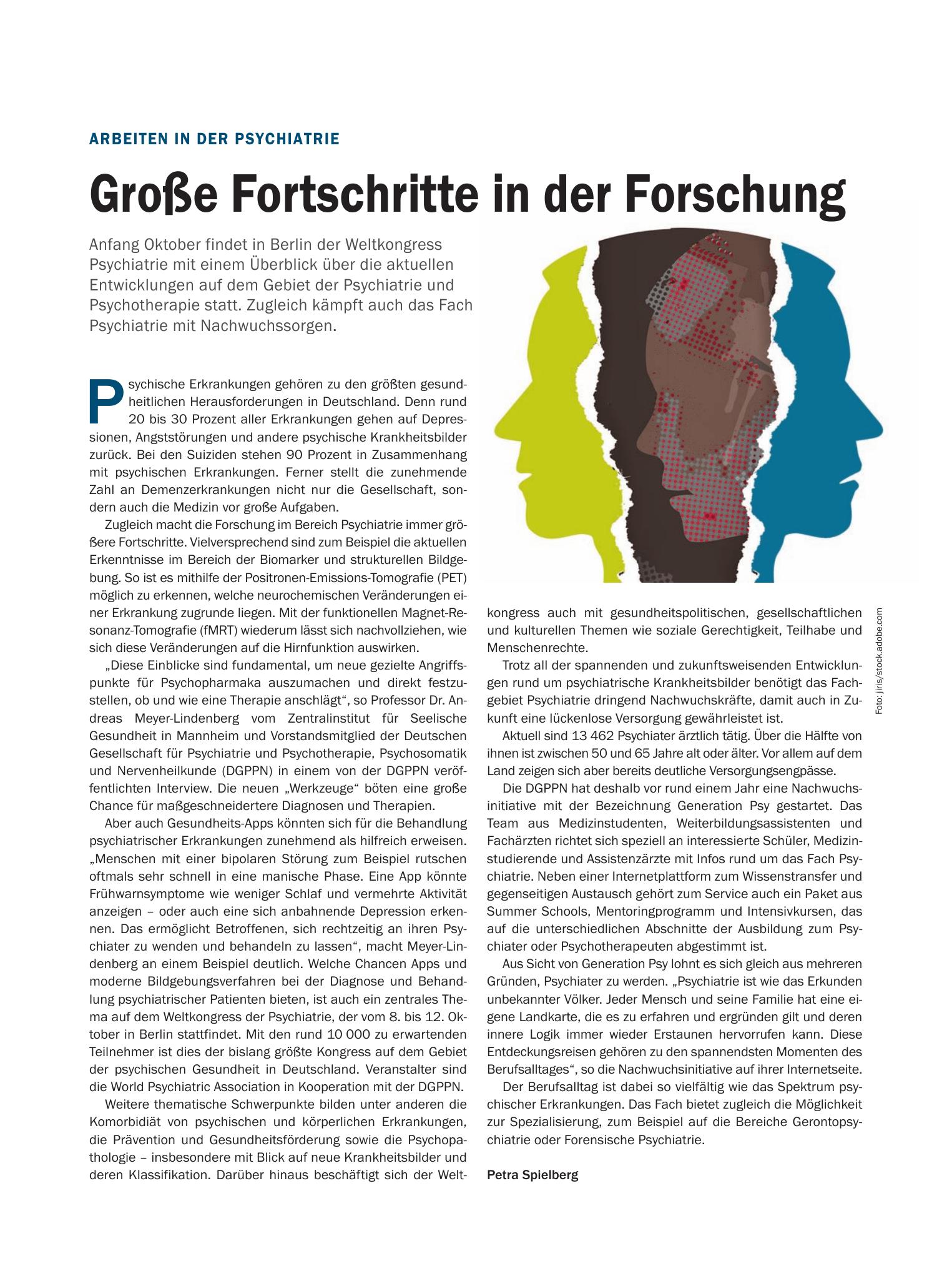 Vorschauseite 1: Arbeiten in der Psychiatrie: Große Fortschritte in der Forschung – Deutsches Ärzteblatt