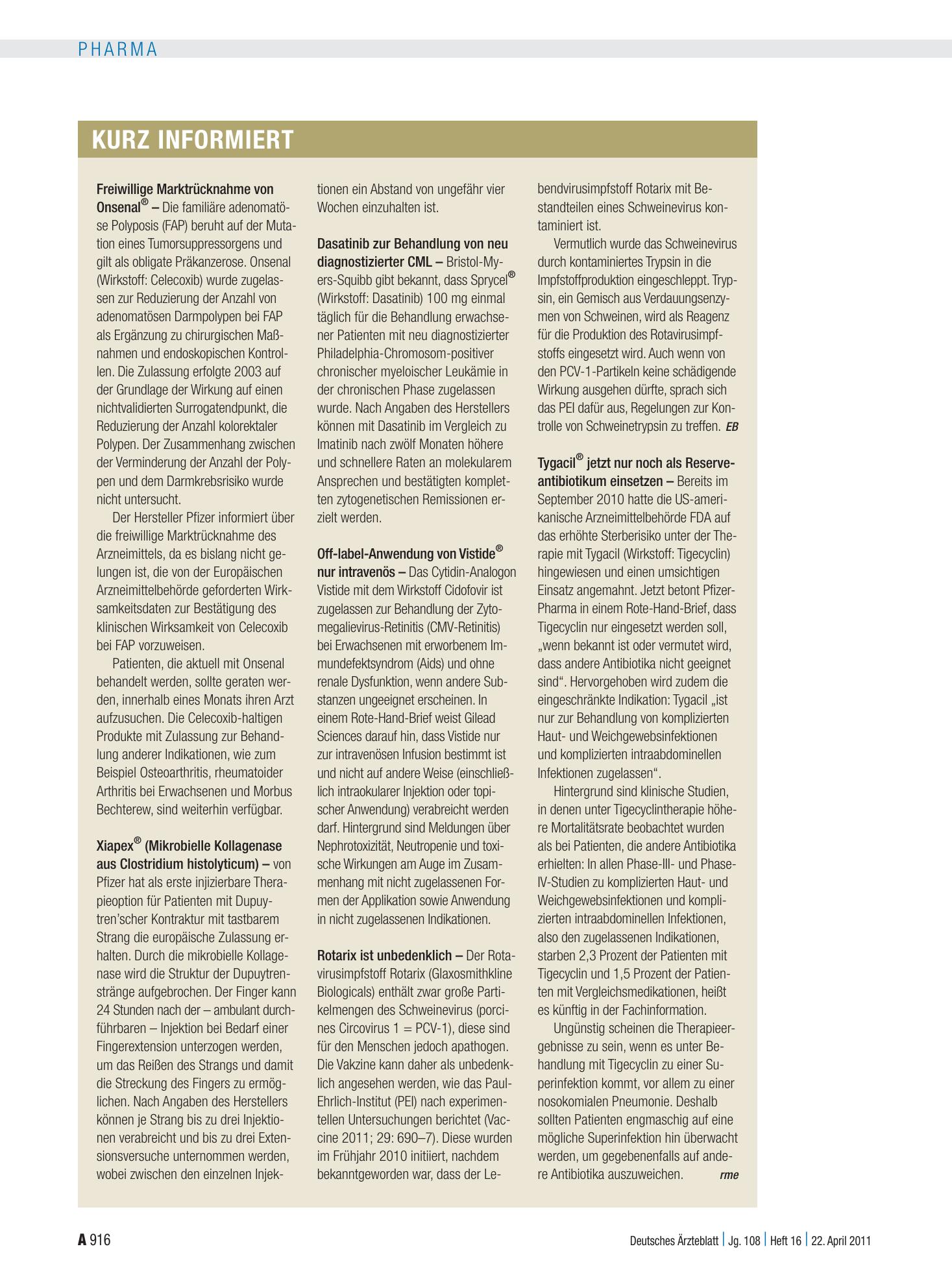 Vorschauseite 1: Kurz informiert – Deutsches Ärzteblatt