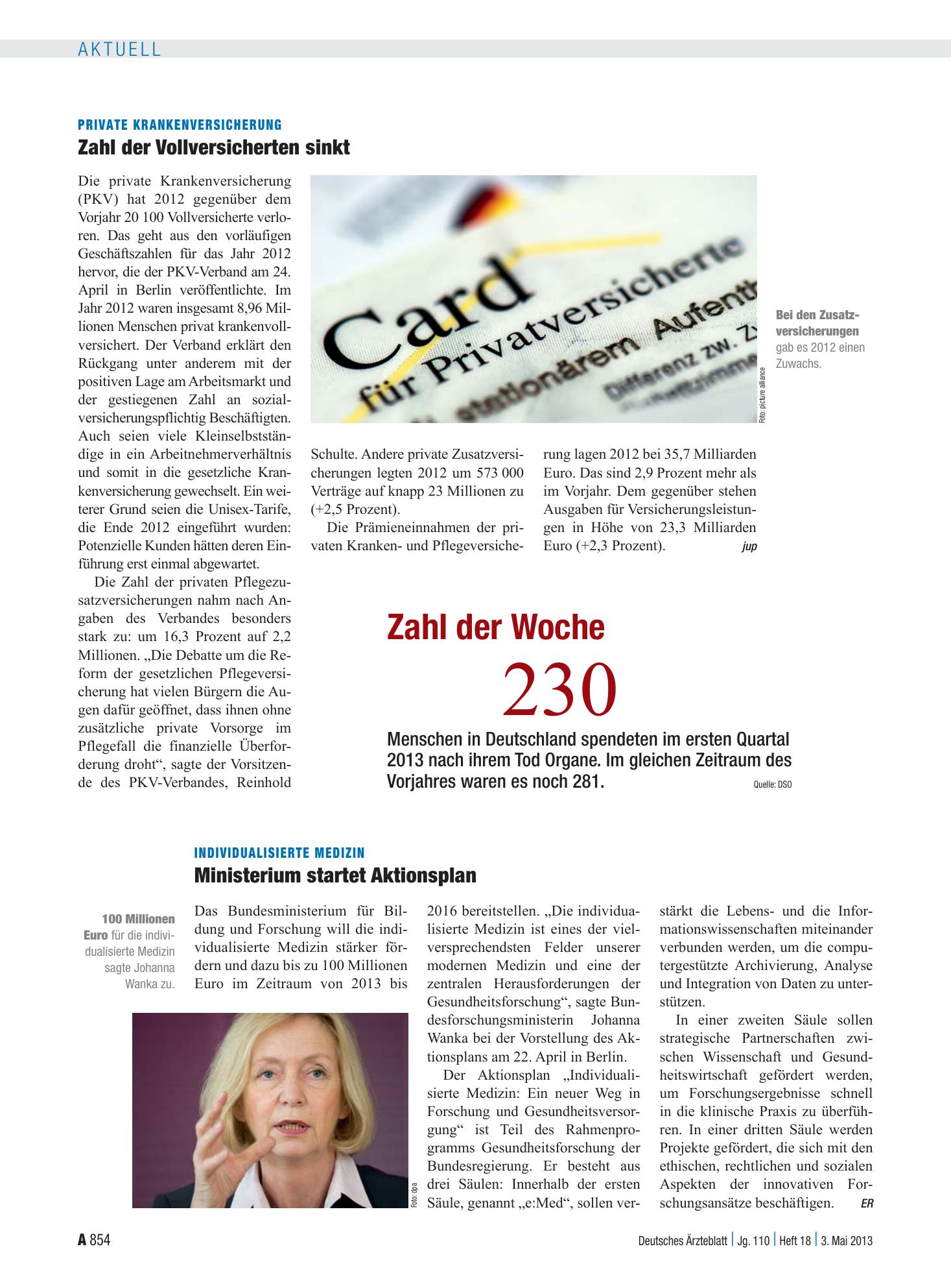 Vorschauseite 1: Zahl der Woche 230 – Deutsches Ärzteblatt