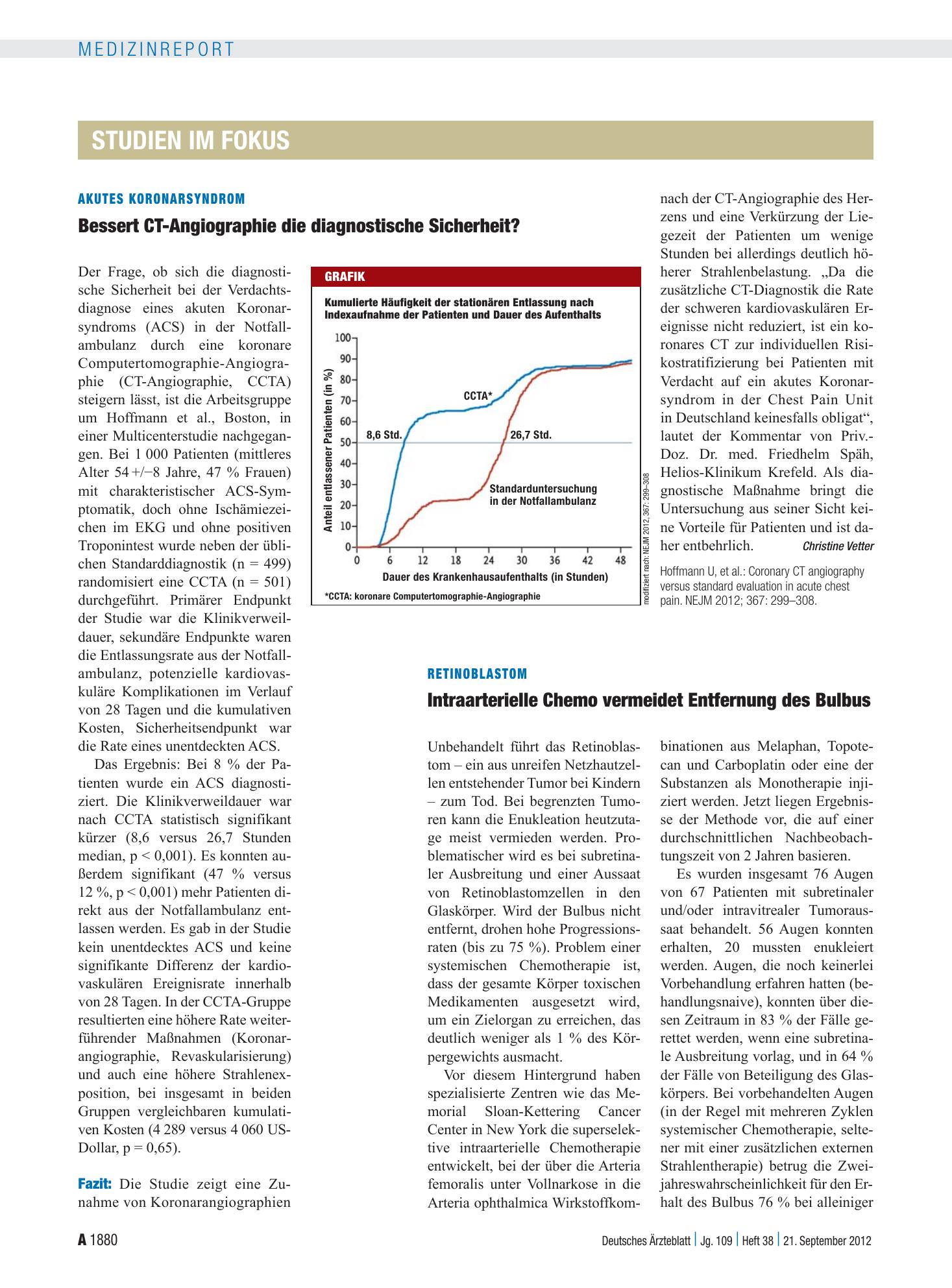 Vorschauseite 1: Retinoblastom: Intraarterielle Chemo vermeidet Entfernung des Bulbus – Deutsches Ärzteblatt