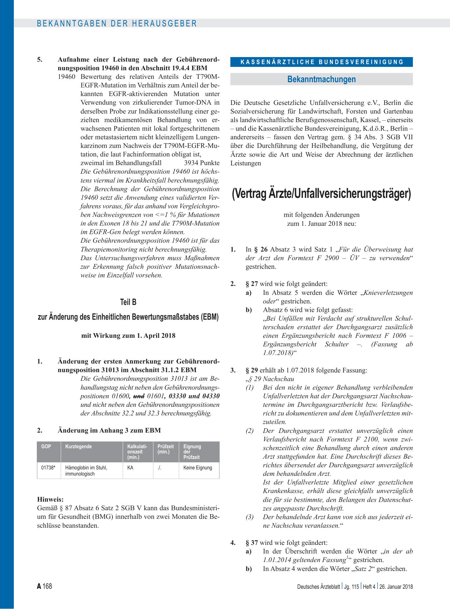 Vorschauseite 1: (Vertrag Ärzte/Unfallversicherungsträger) – Deutsches Ärzteblatt