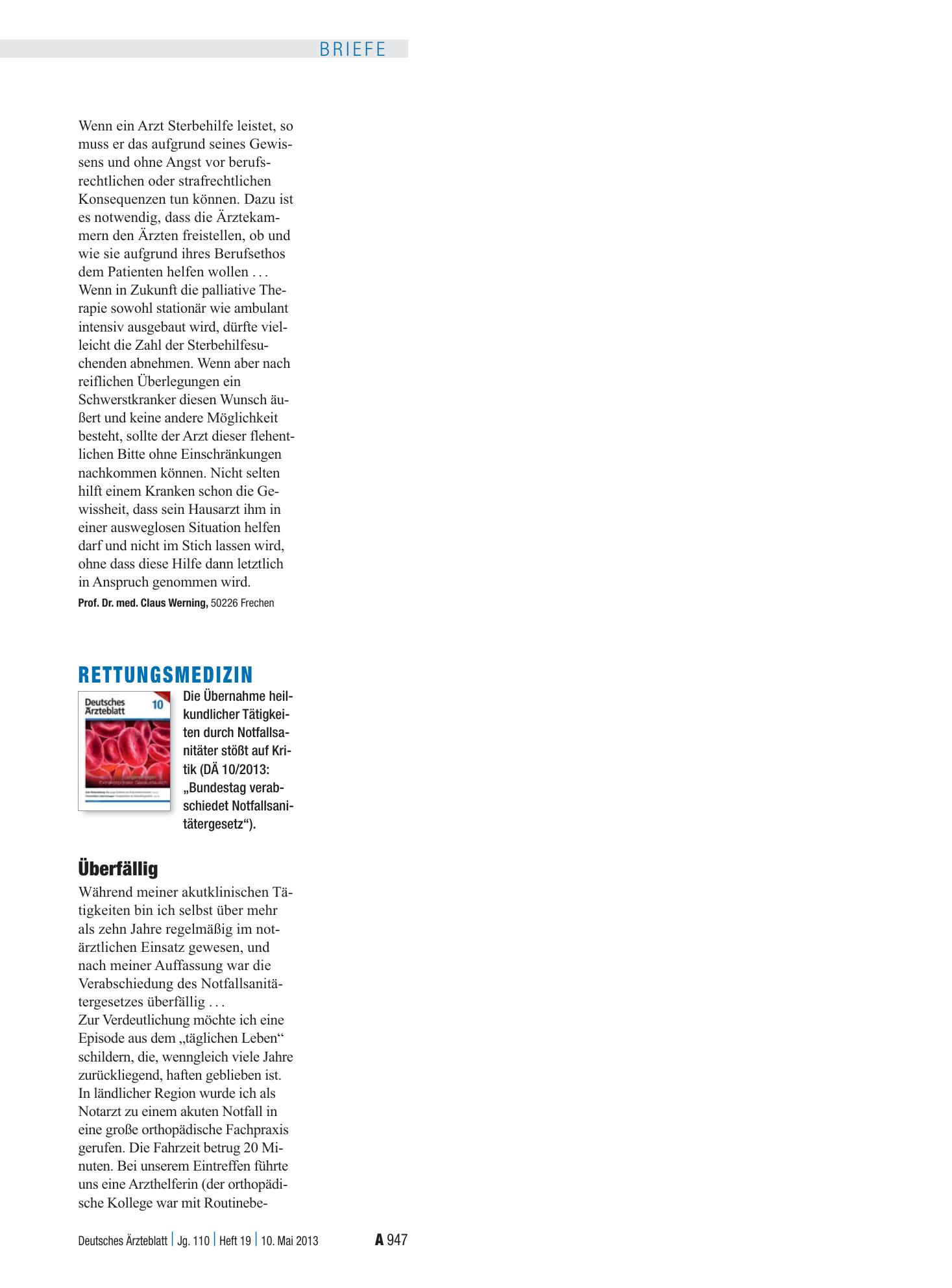 Vorschauseite 1: Rettungsmedizin: Überfällig – Deutsches Ärzteblatt