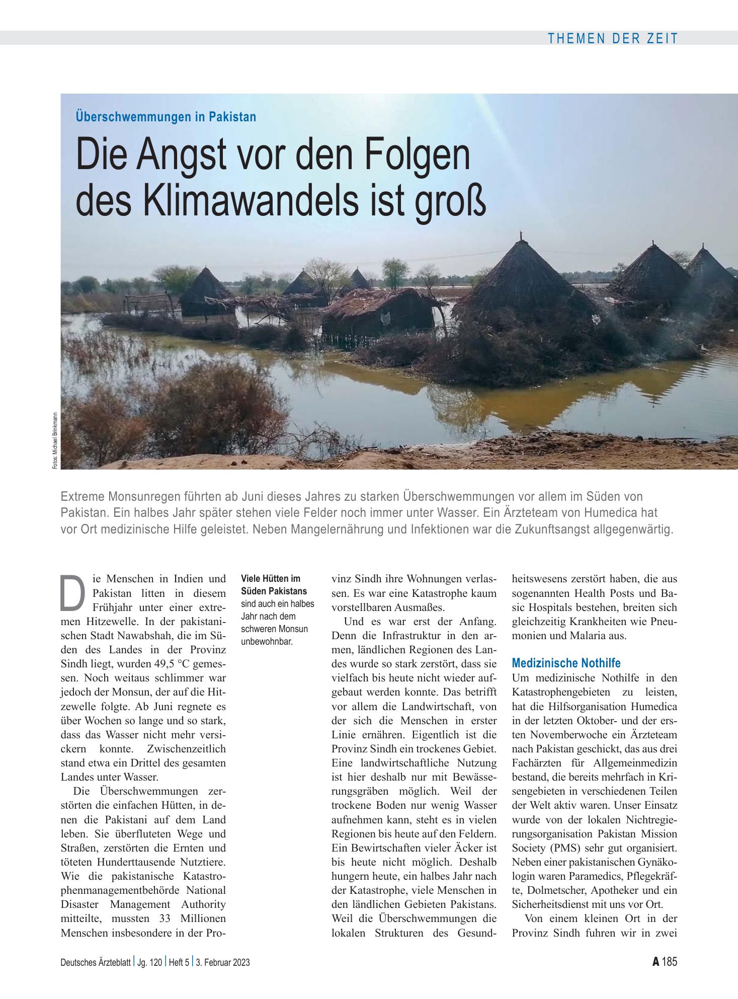 Vorschauseite 1: Überschwemmungen in Pakistan: Die Angst vor den Folgen des Klimawandels ist groß – Deutsches Ärzteblatt