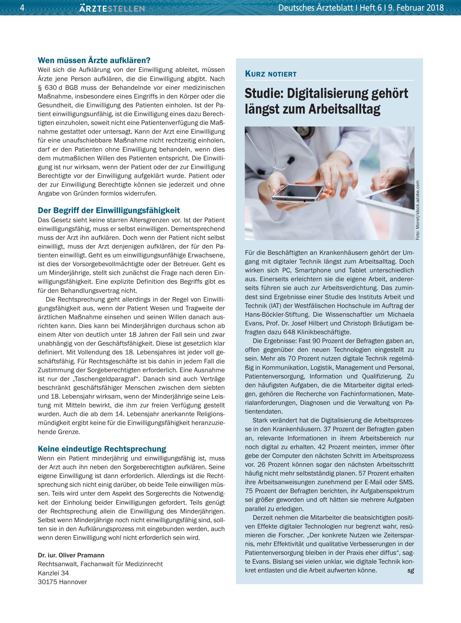 Vorschauseite 1: Studie: Digitalisierung gehört längst zum Arbeitsalltag – Deutsches Ärzteblatt