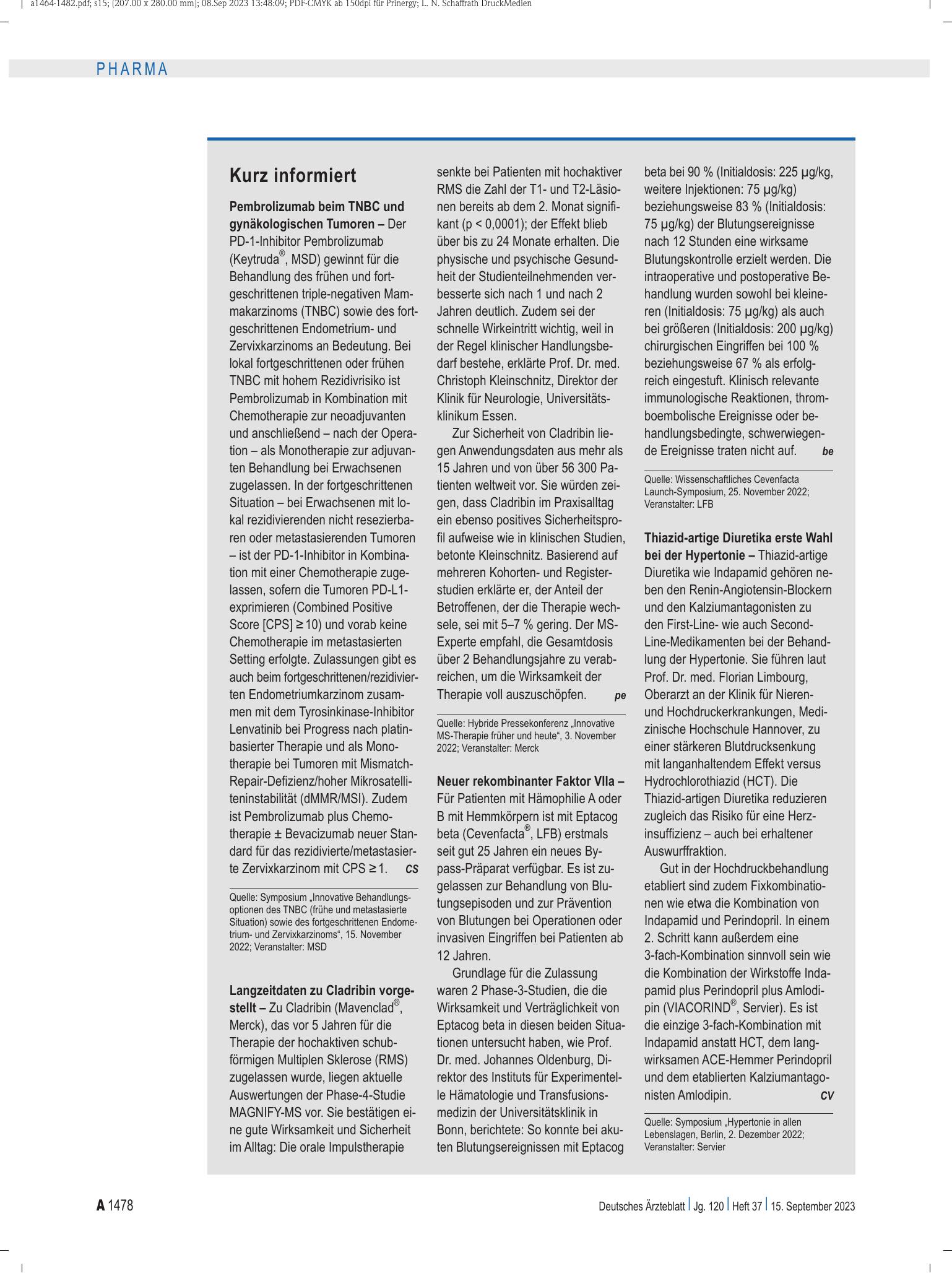 Vorschauseite 1: Kurz informiert – Deutsches Ärzteblatt