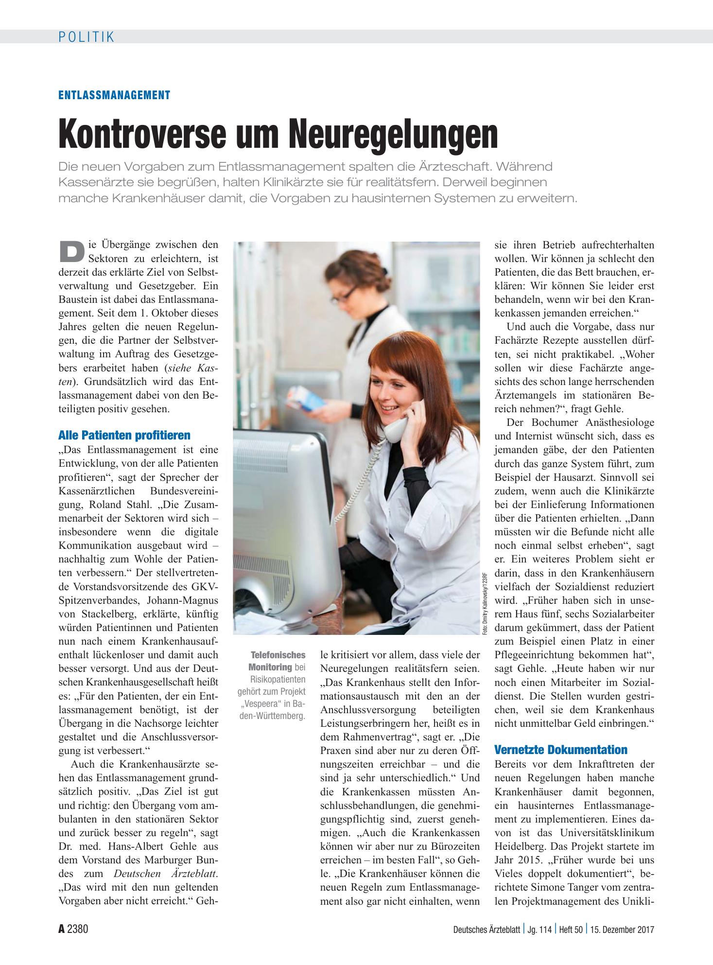 Vorschauseite 1: Entlassmanagement: Kontroverse um Neuregelungen – Deutsches Ärzteblatt