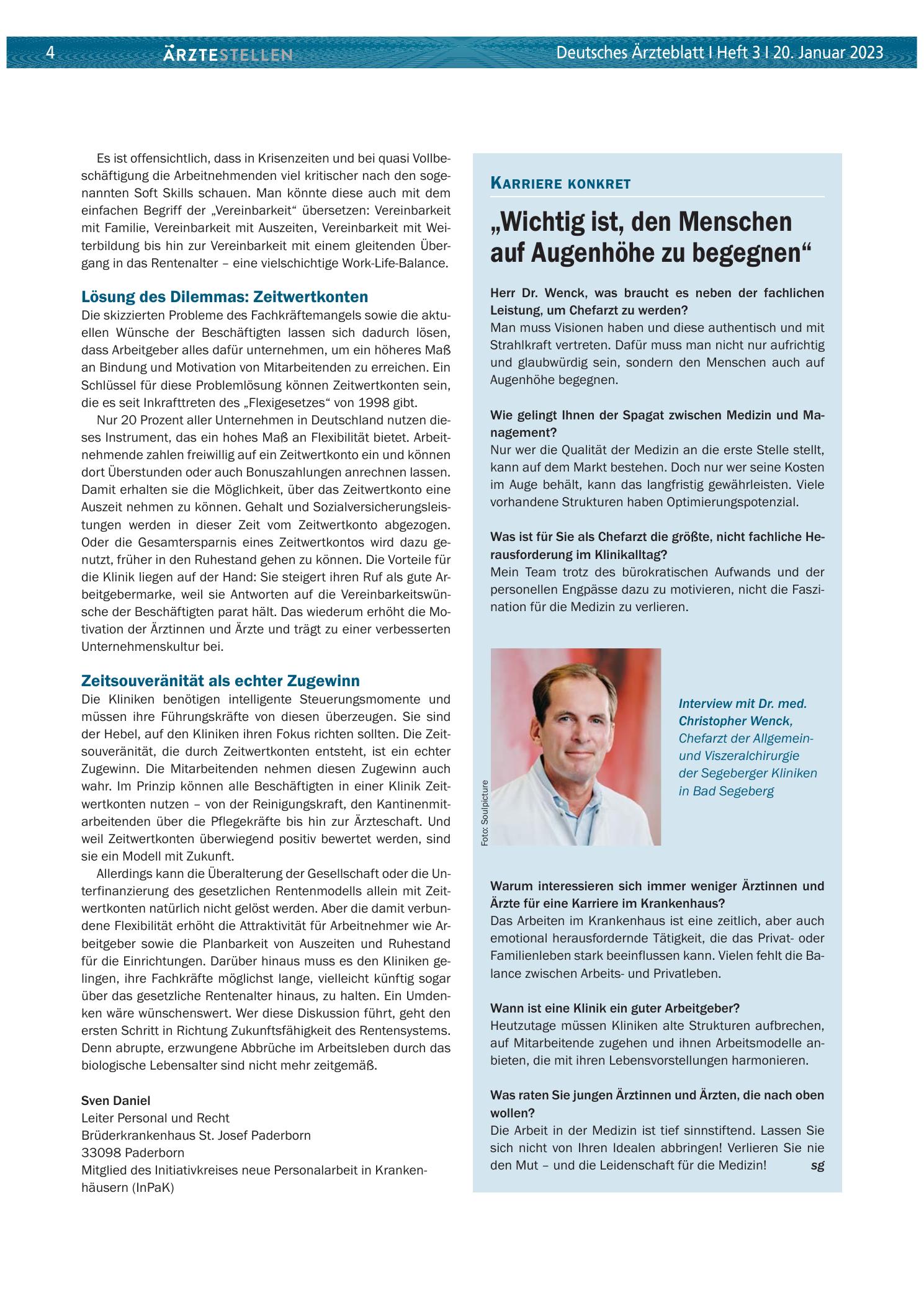 Vorschauseite 1: „Wichtig ist, den Menschen auf Augenhöhe zu begegnen“ – Deutsches Ärzteblatt