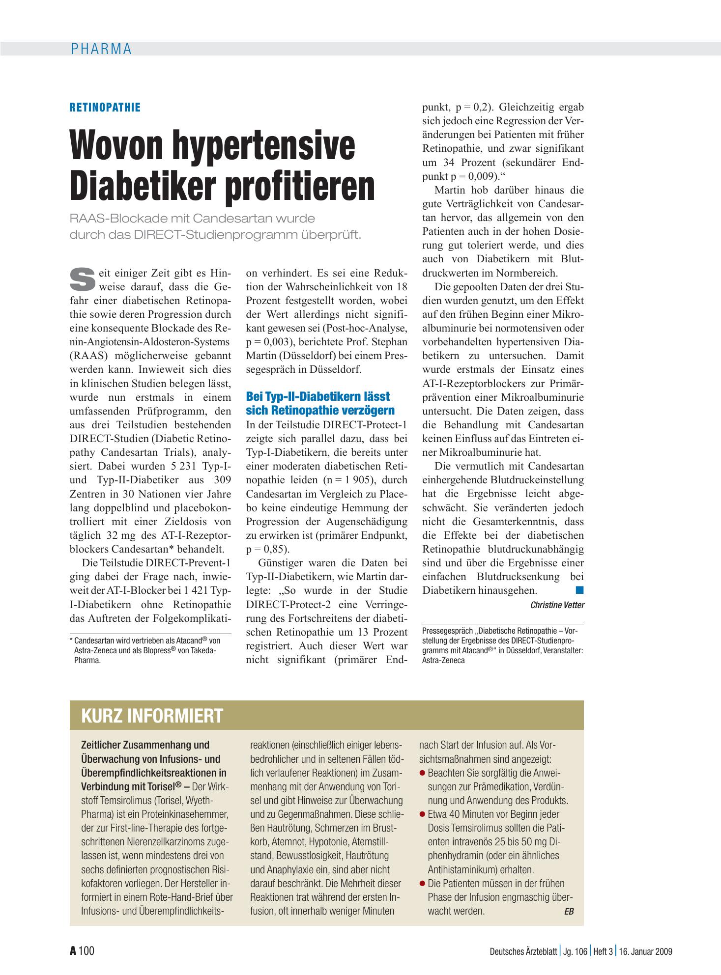 Vorschauseite 1: Retinopathie: Wovon hypertensive Diabetiker profitieren – Deutsches Ärzteblatt