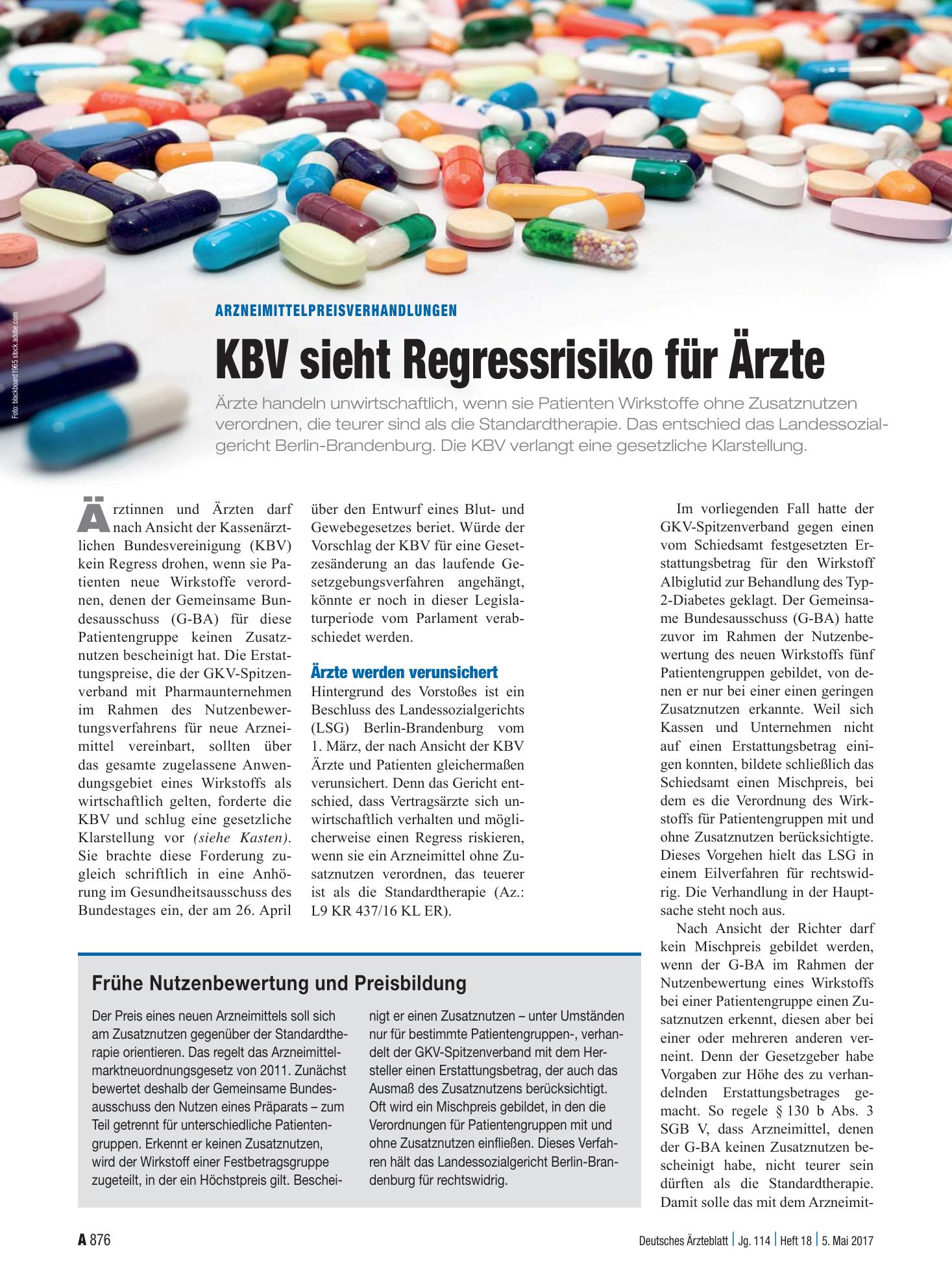 Vorschauseite 1: Arzneimittelpreisverhandlungen: KBV sieht Regressrisiko für Ärzte – Deutsches Ärzteblatt