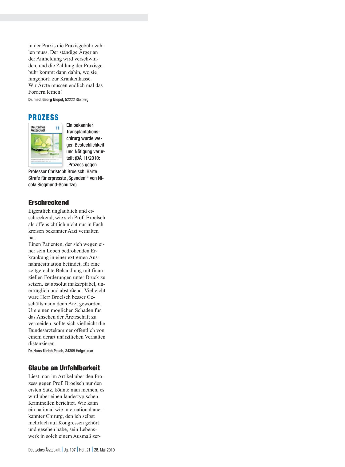 Vorschauseite 1: Prozess: Erschreckend – Deutsches Ärzteblatt