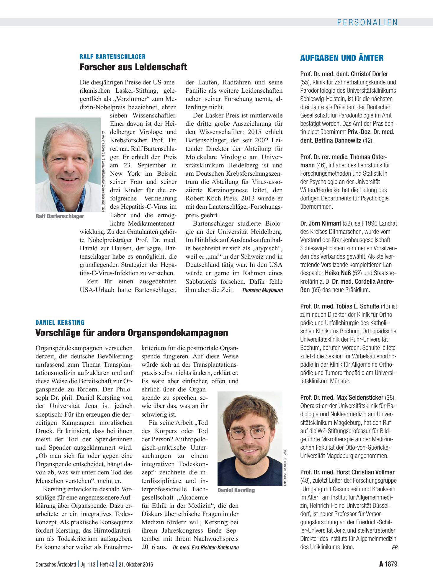 Vorschauseite 1: Ralf Bartenschlager: Forscher aus Leidenschaft – Deutsches Ärzteblatt