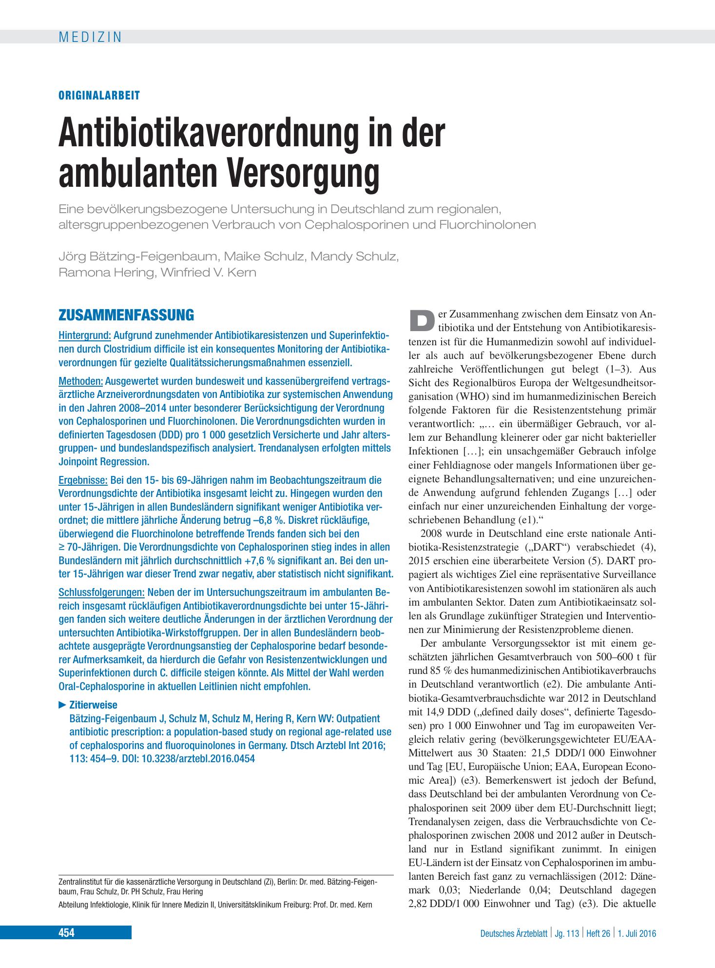 Vorschauseite 1: Antibiotikaverordnung in der ambulanten Versorgung – Deutsches Ärzteblatt