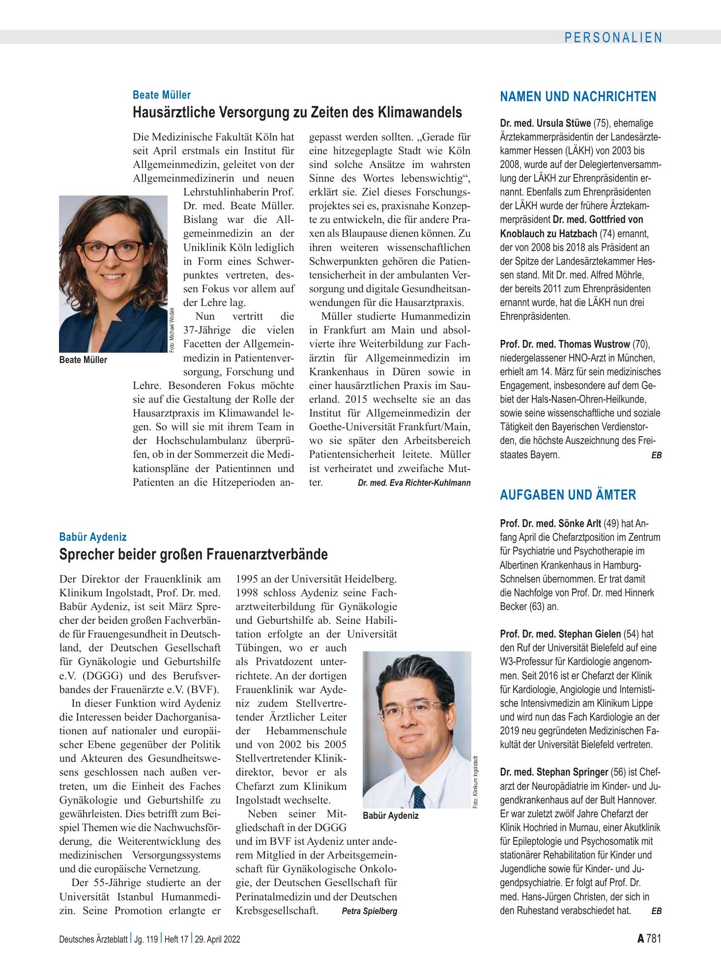Vorschauseite 1: Aufgaben und Ämter – Deutsches Ärzteblatt