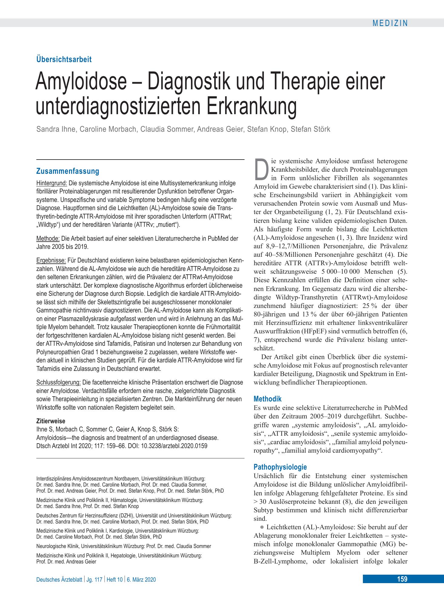 Vorschauseite 1: Amyloidose – Diagnostik und Therapie einer unterdiagnostizierten Erkrankung – Deutsches Ärzteblatt