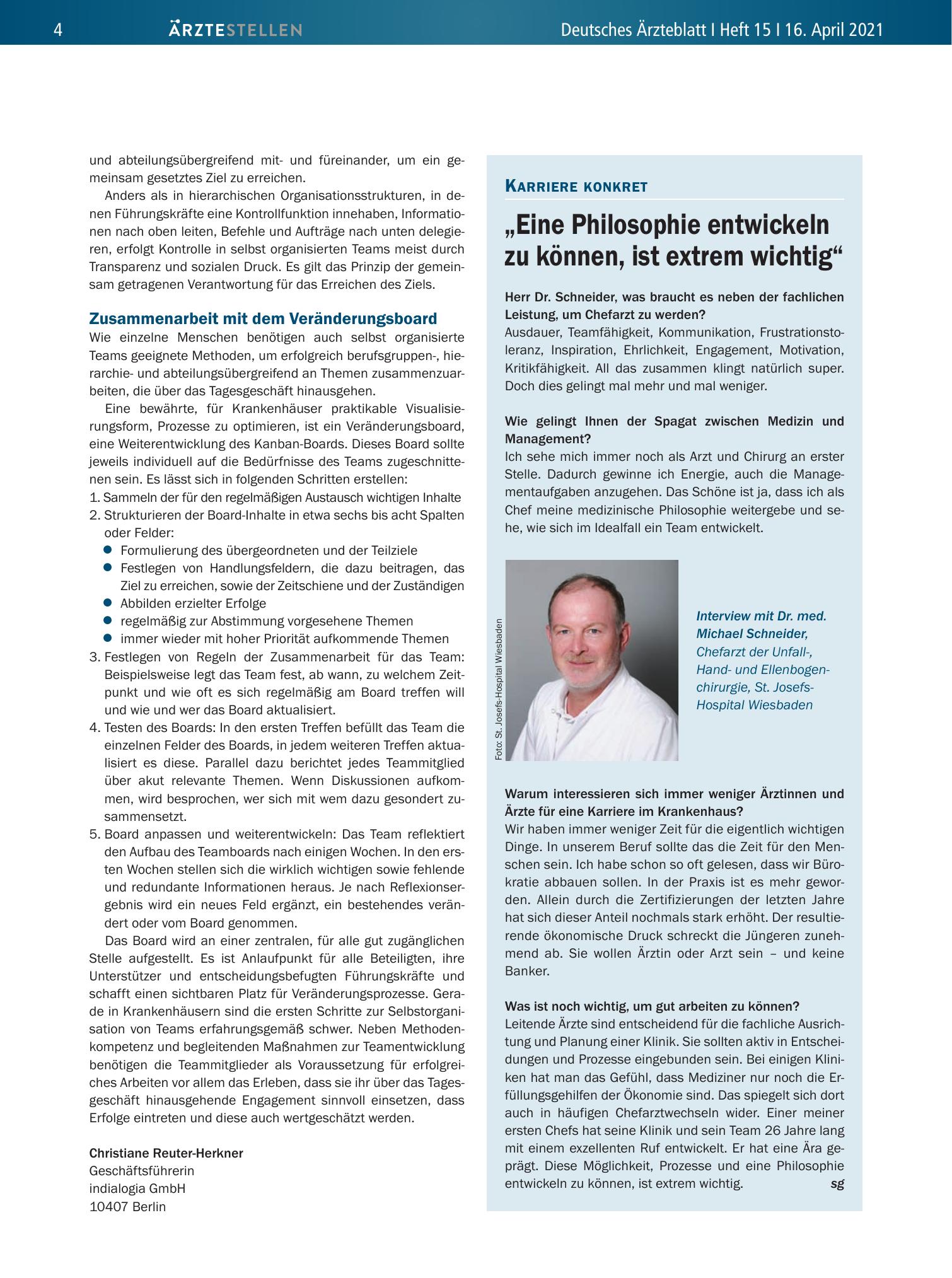 Vorschauseite 1: „Eine Philosophie entwickeln zu können, ist extrem wichtig“ – Deutsches Ärzteblatt