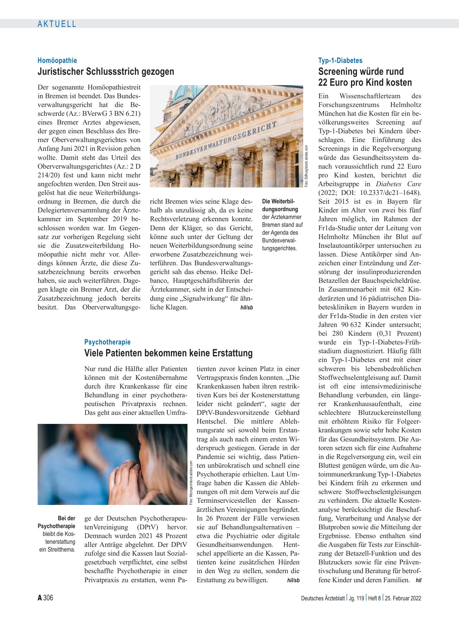 Vorschauseite 1: Homöopathie: Juristischer Schlussstrich gezogen – Deutsches Ärzteblatt