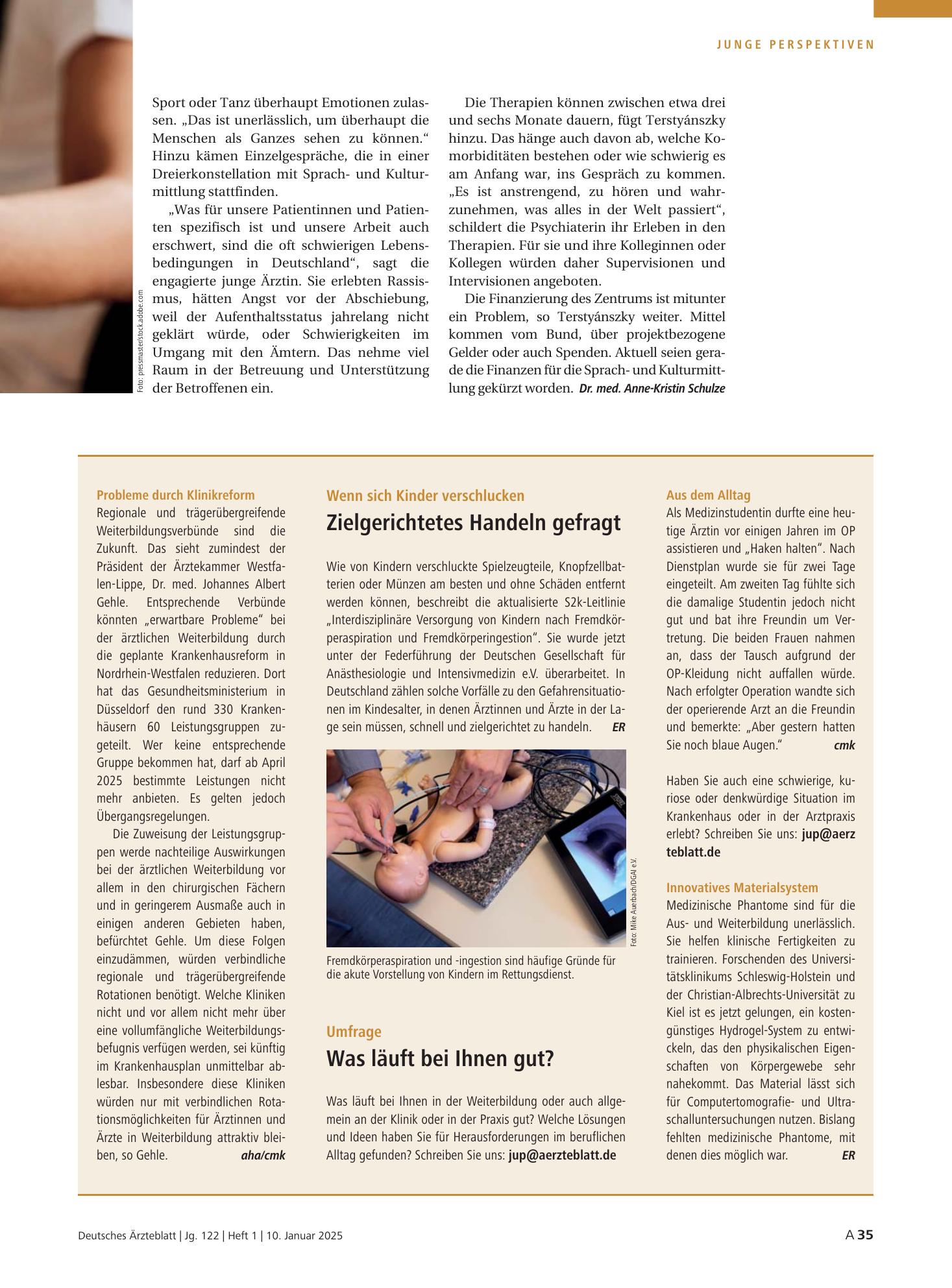 Vorschauseite 1: Probleme durch Klinikreform – Deutsches Ärzteblatt