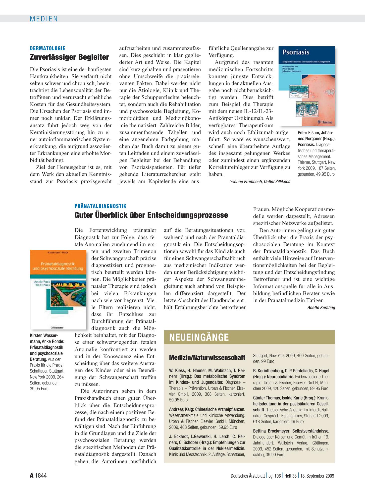 Vorschauseite 1: Dermatologie: Zuverlässiger Begleiter – Deutsches Ärzteblatt