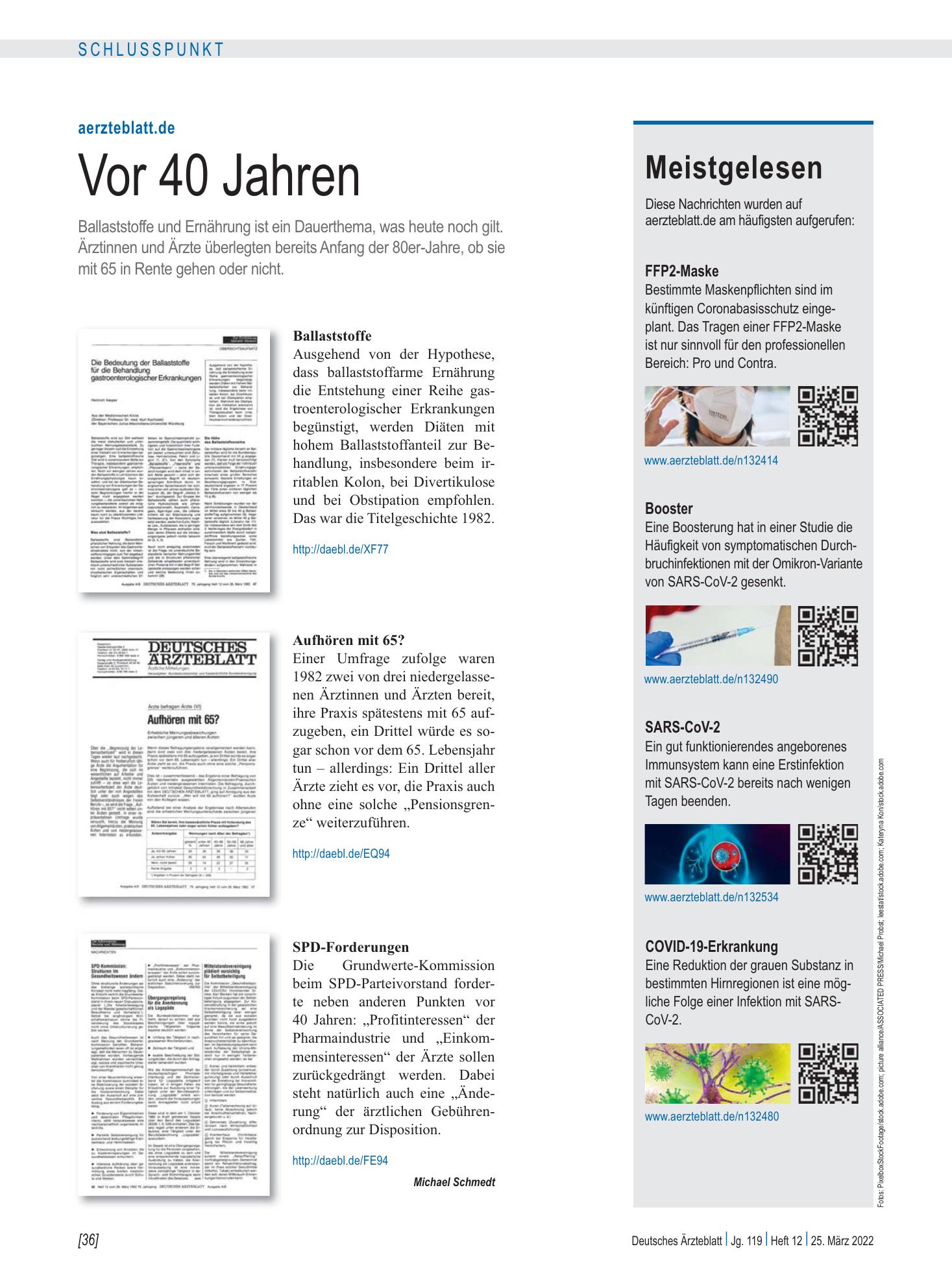Vorschauseite 1: Meistgelesen – Deutsches Ärzteblatt