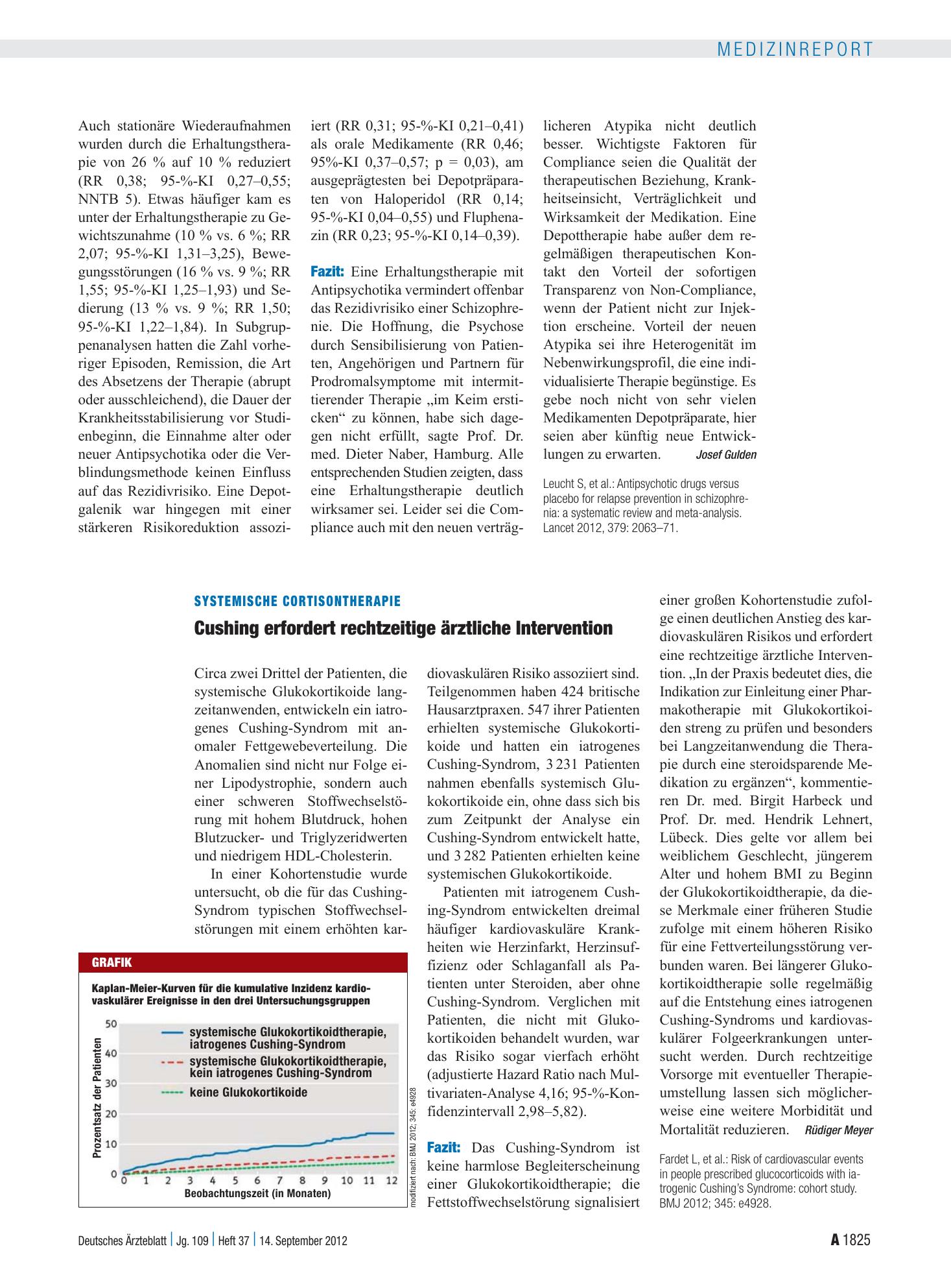 Vorschauseite 1: Systemische Cortisontherapie: Cushing erfordert rechtzeitige ärztliche Intervention – Deutsches Ärzteblatt