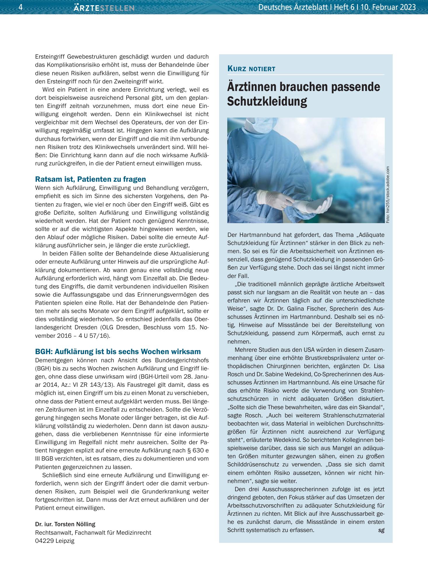 Vorschauseite 1: Ärztinnen brauchen passende Schutzkleidung – Deutsches Ärzteblatt