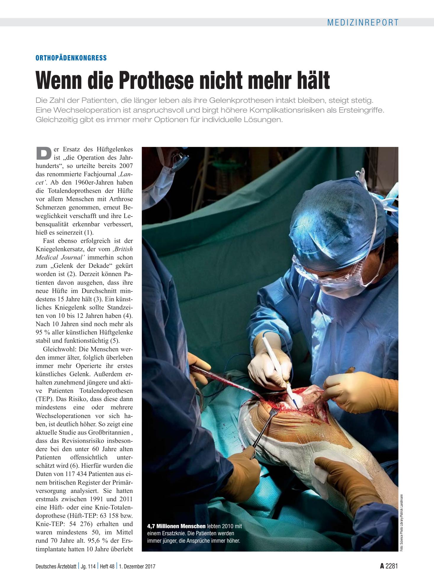 Vorschauseite 1: Orthopädenkongress: Wenn die Prothese nicht mehr hält – Deutsches Ärzteblatt