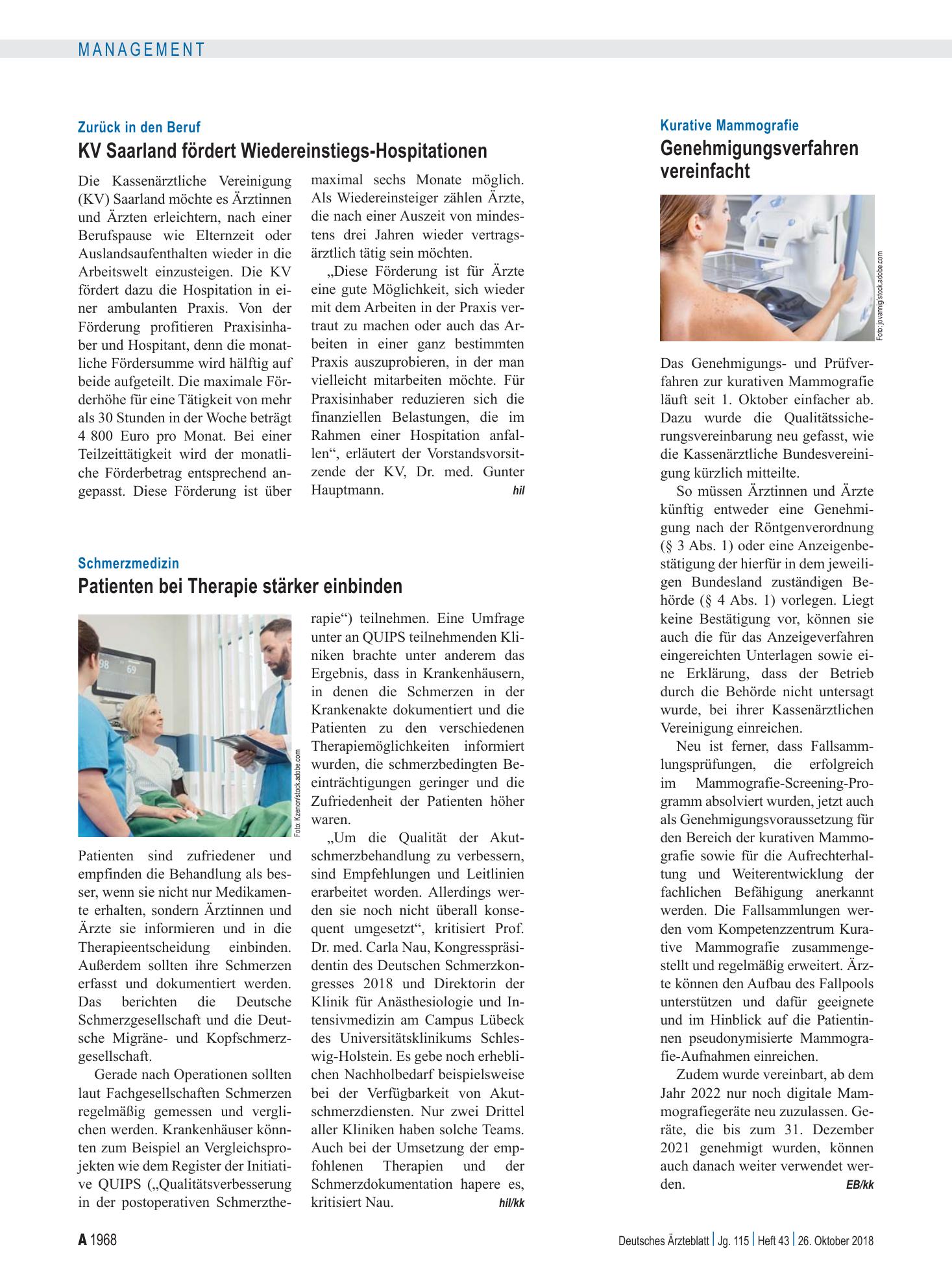 Vorschauseite 1: Schmerzmedizin: Patienten bei Therapie stärker einbinden – Deutsches Ärzteblatt