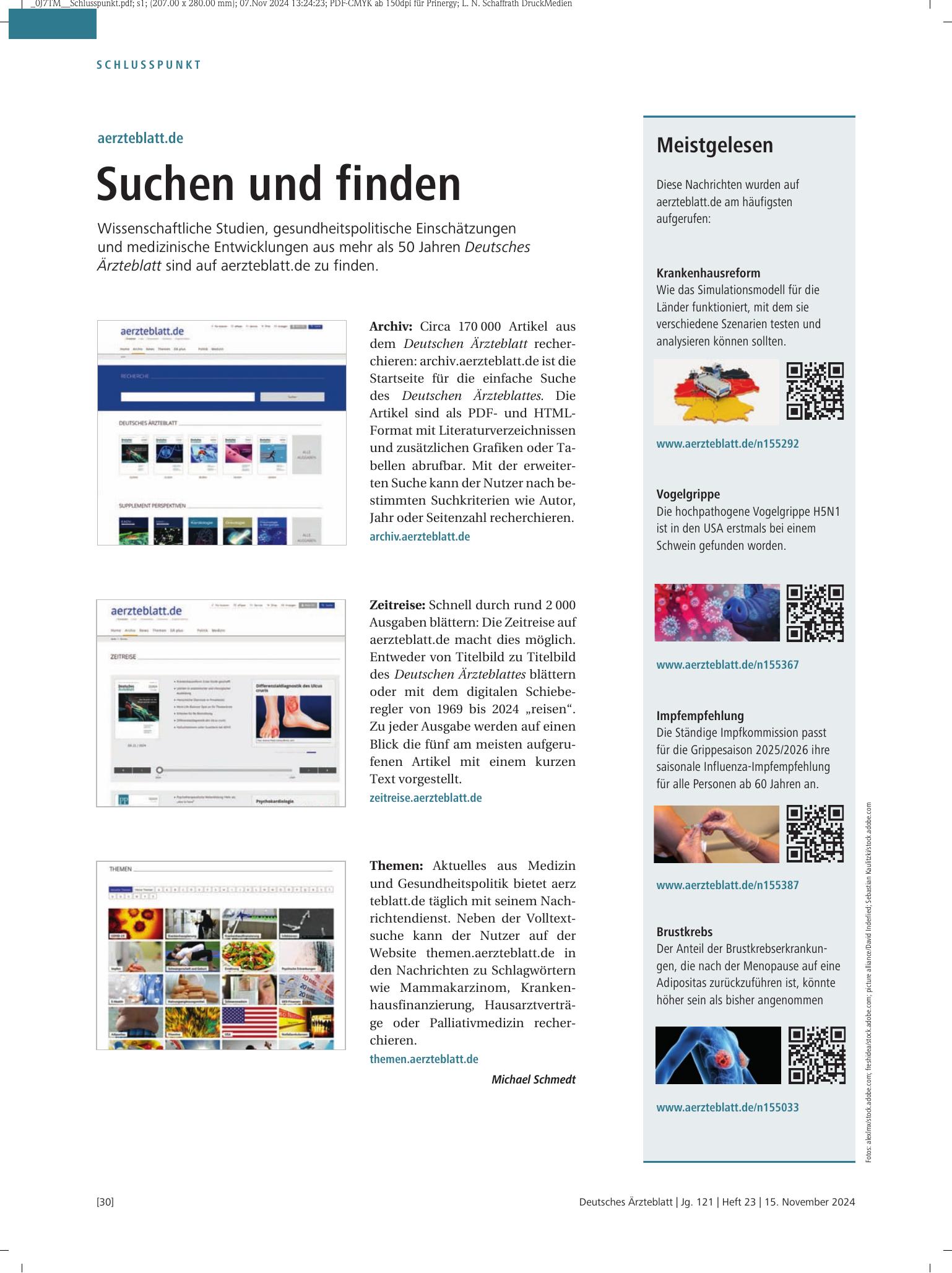 Vorschauseite 1: Meistgelesen – Deutsches Ärzteblatt