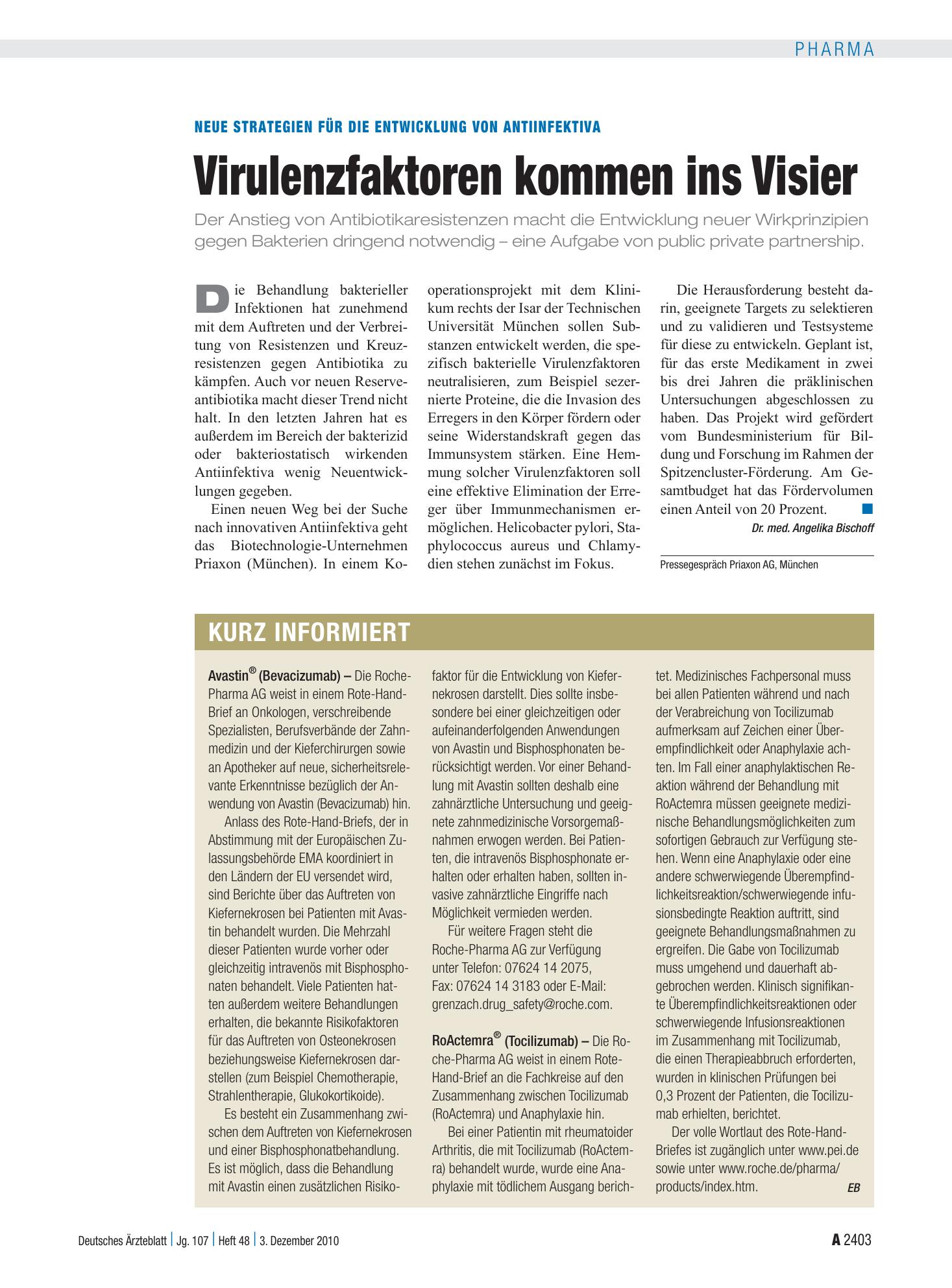 Vorschauseite 1: Kurz informiert – Deutsches Ärzteblatt