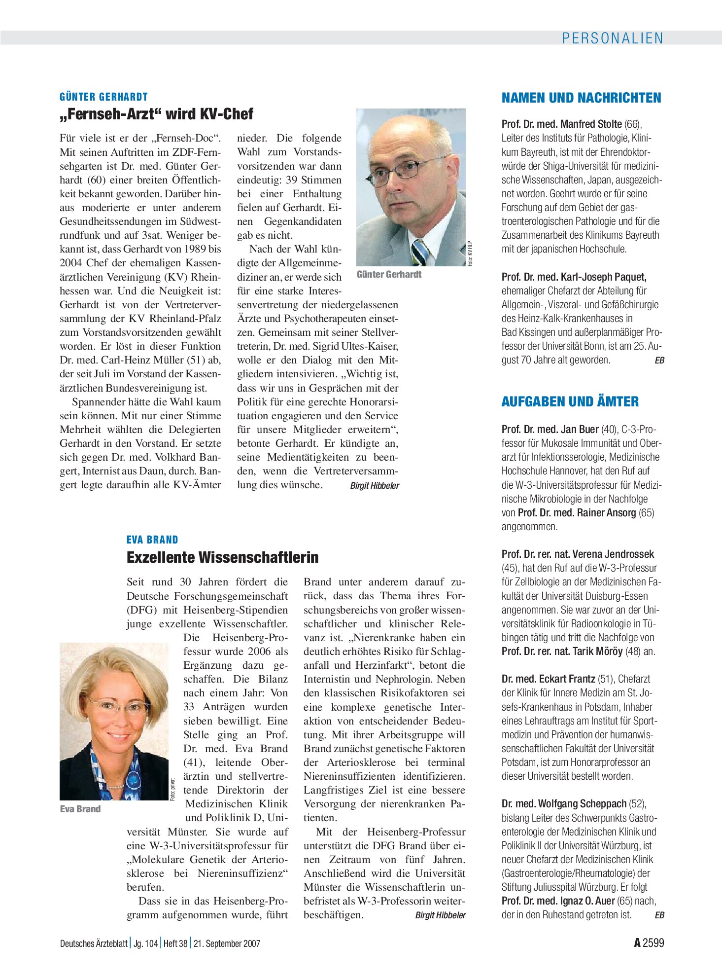 Vorschauseite 1: Aufgaben und Ämter – Deutsches Ärzteblatt
