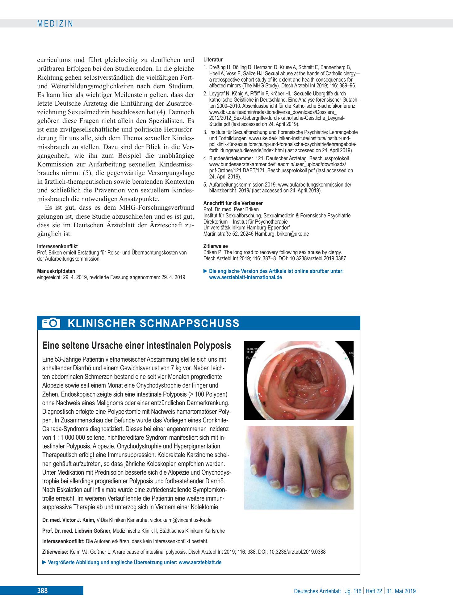 Vorschauseite 1: Eine seltene Ursache einer intestinalen Polyposis – Deutsches Ärzteblatt