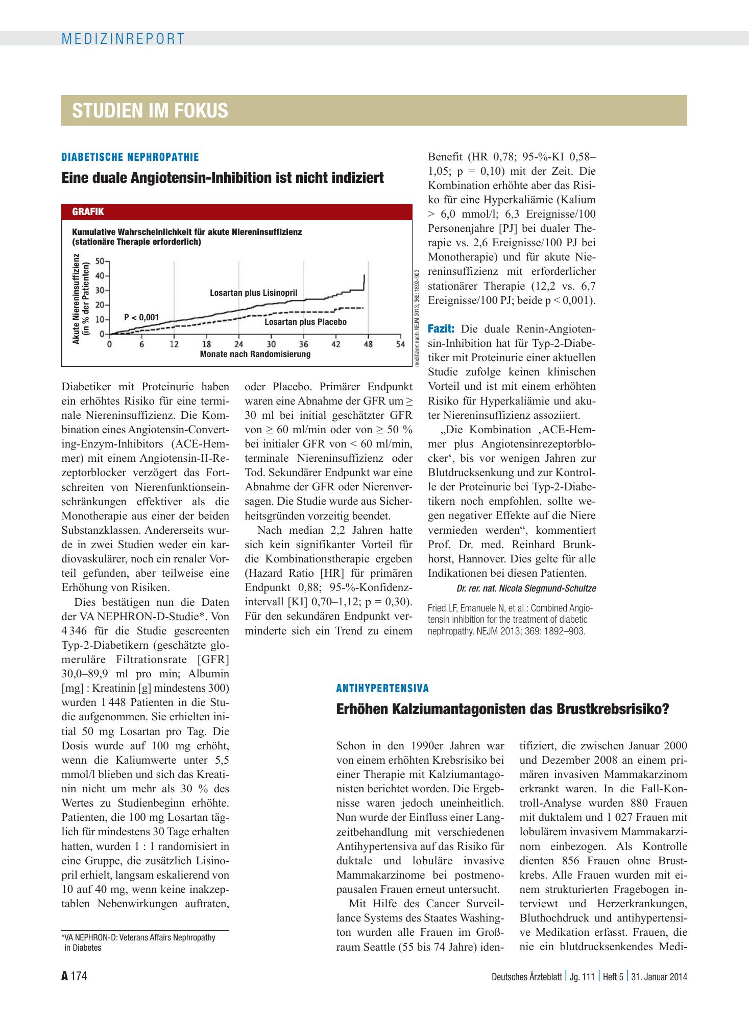 Vorschauseite 1: Antihypertensiva: Erhöhen Kalziumantagonisten das Brustkrebsrisiko? – Deutsches Ärzteblatt