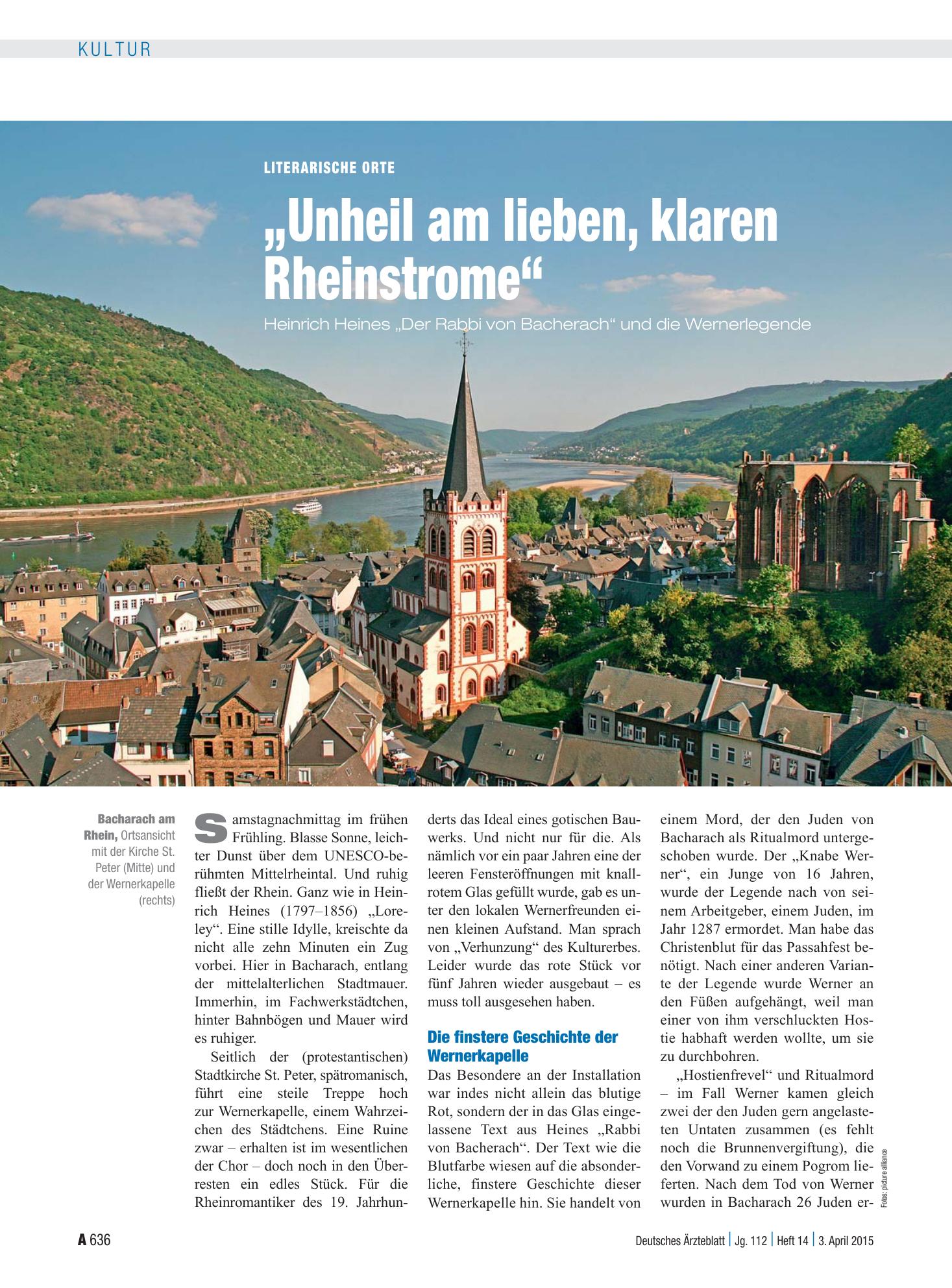 Vorschauseite 1: Literarische Orte: „Unheil am lieben, klaren Rheinstrome“ – Deutsches Ärzteblatt