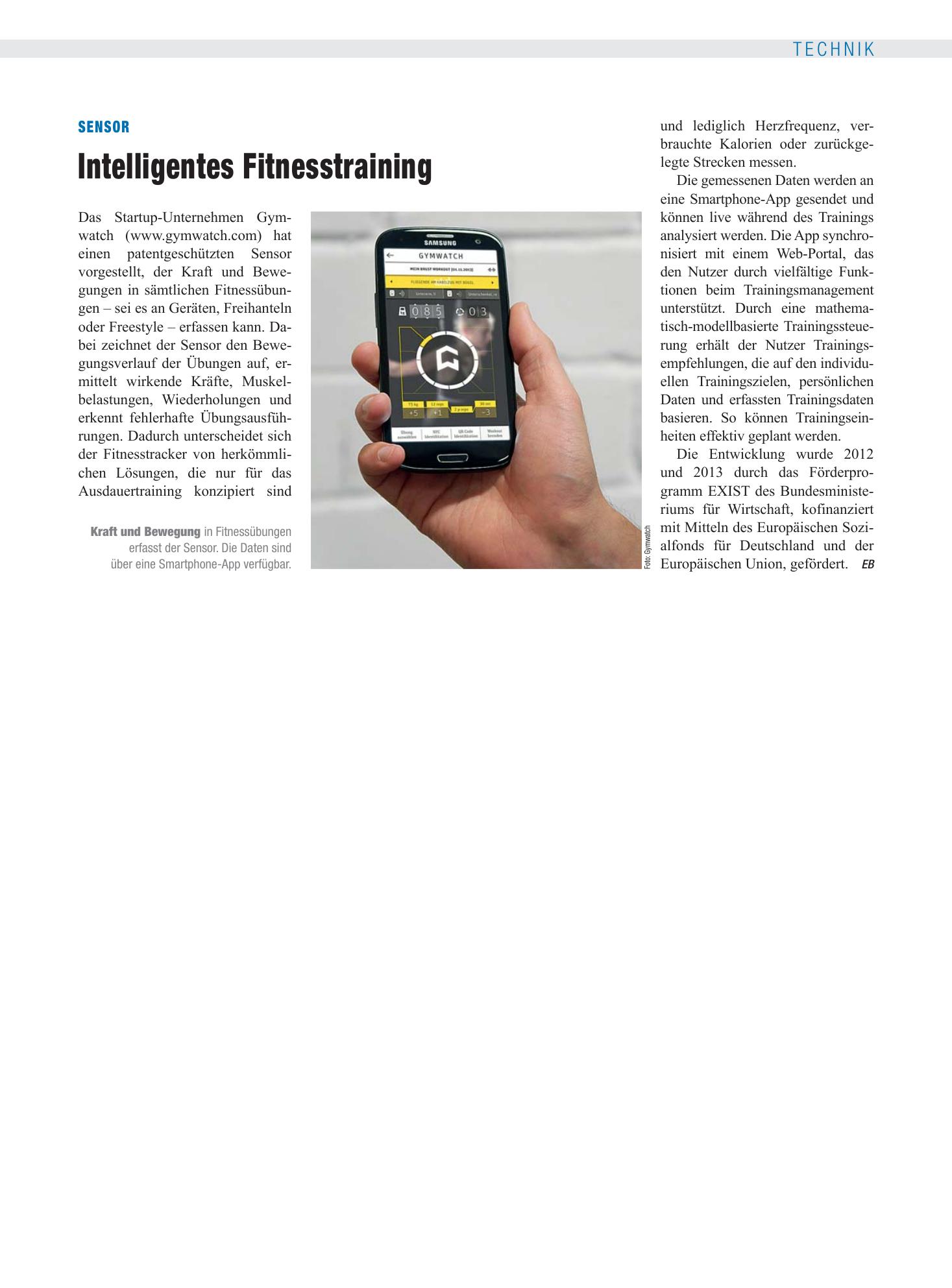 Vorschauseite 1: Sensor: Intelligentes Fitnesstraining – Deutsches Ärzteblatt