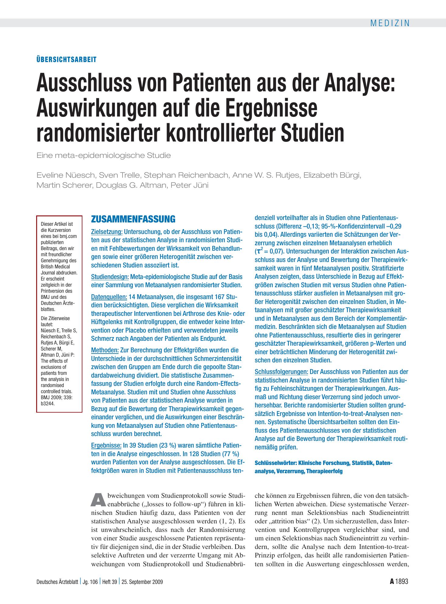 Vorschauseite 1: Ausschluss von Patienten aus der Analyse – Deutsches Ärzteblatt