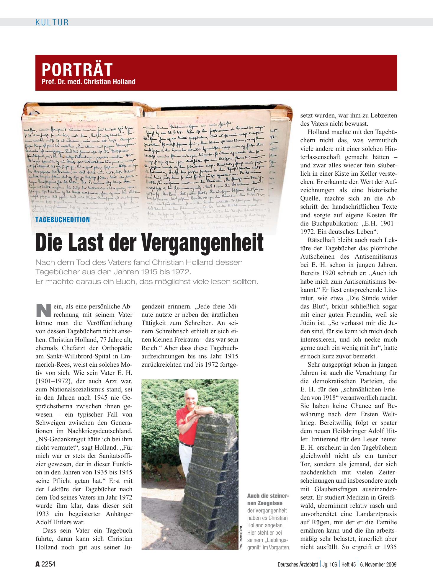 Vorschauseite 1: Tagebuchedition: Die Last der Vergangenheit – Deutsches Ärzteblatt