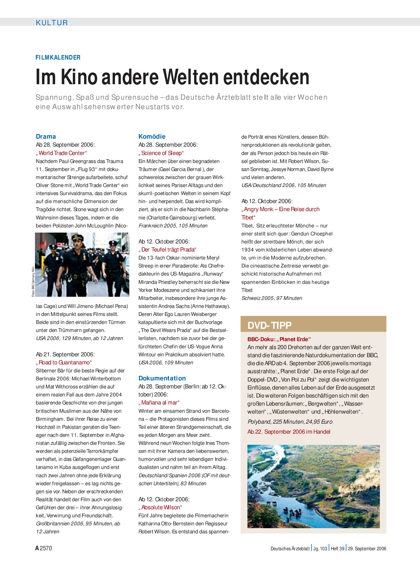 Vorschauseite 1: Filmkalender: Im Kino andere Welten entdecken – Deutsches Ärzteblatt