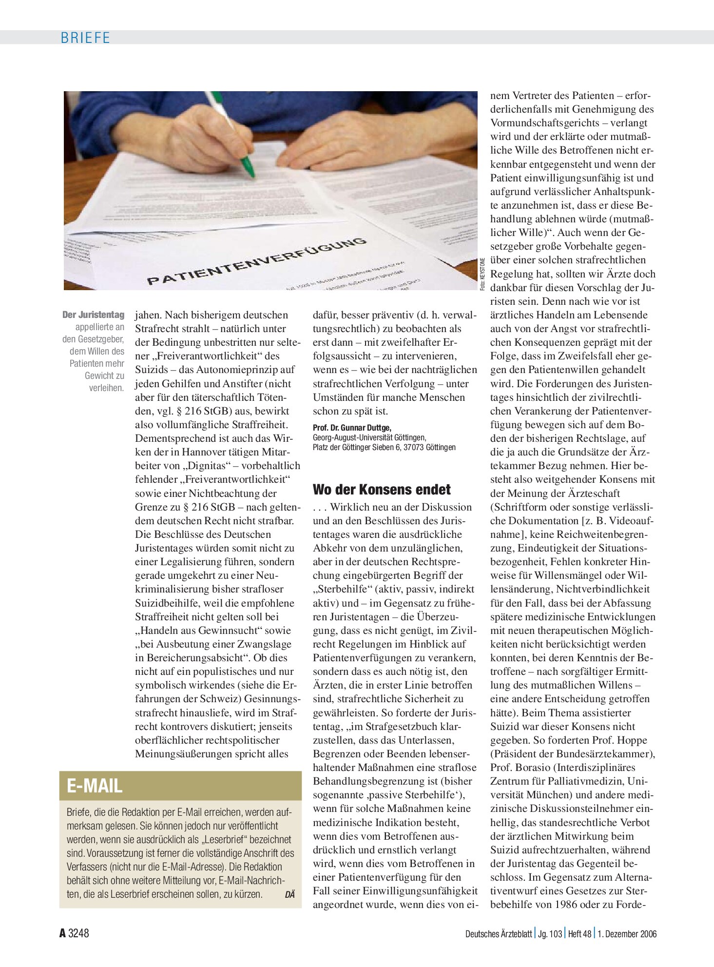 Vorschauseite 1: Juristentag: Wo der Konsens endet – Deutsches Ärzteblatt