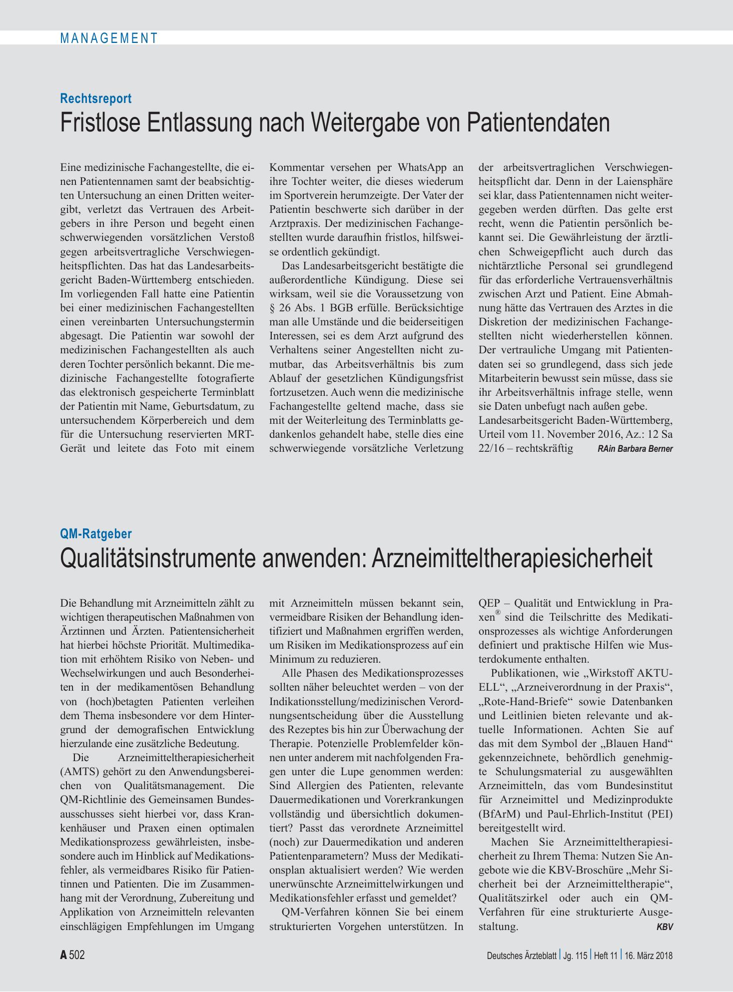 Vorschauseite 1: QM-Ratgeber: Qualitätsinstrumente anwenden: Arzneimitteltherapiesicherheit – Deutsches Ärzteblatt