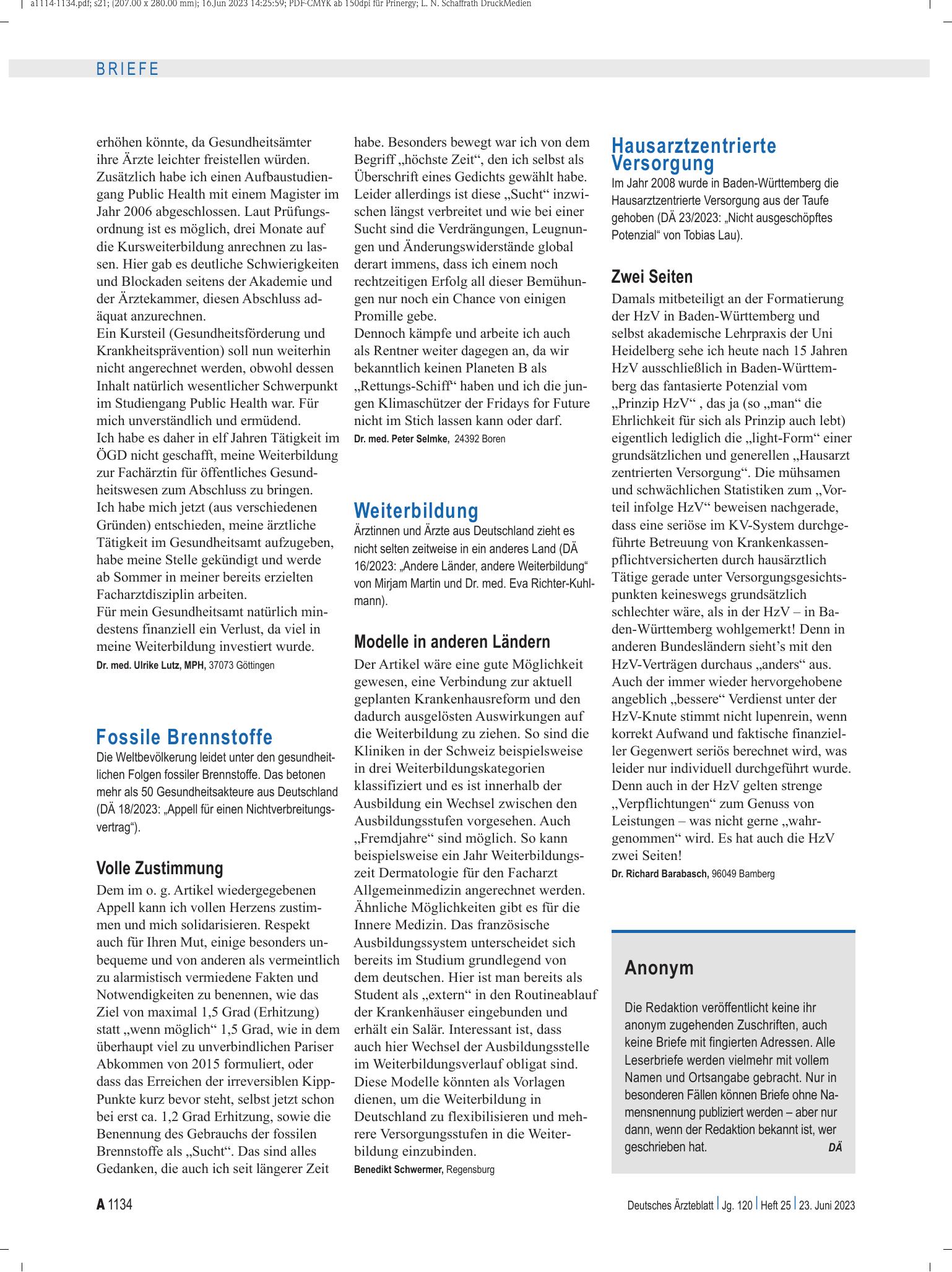 Vorschauseite 1: Fossile Brennstoffe: Volle Zustimmung – Deutsches Ärzteblatt