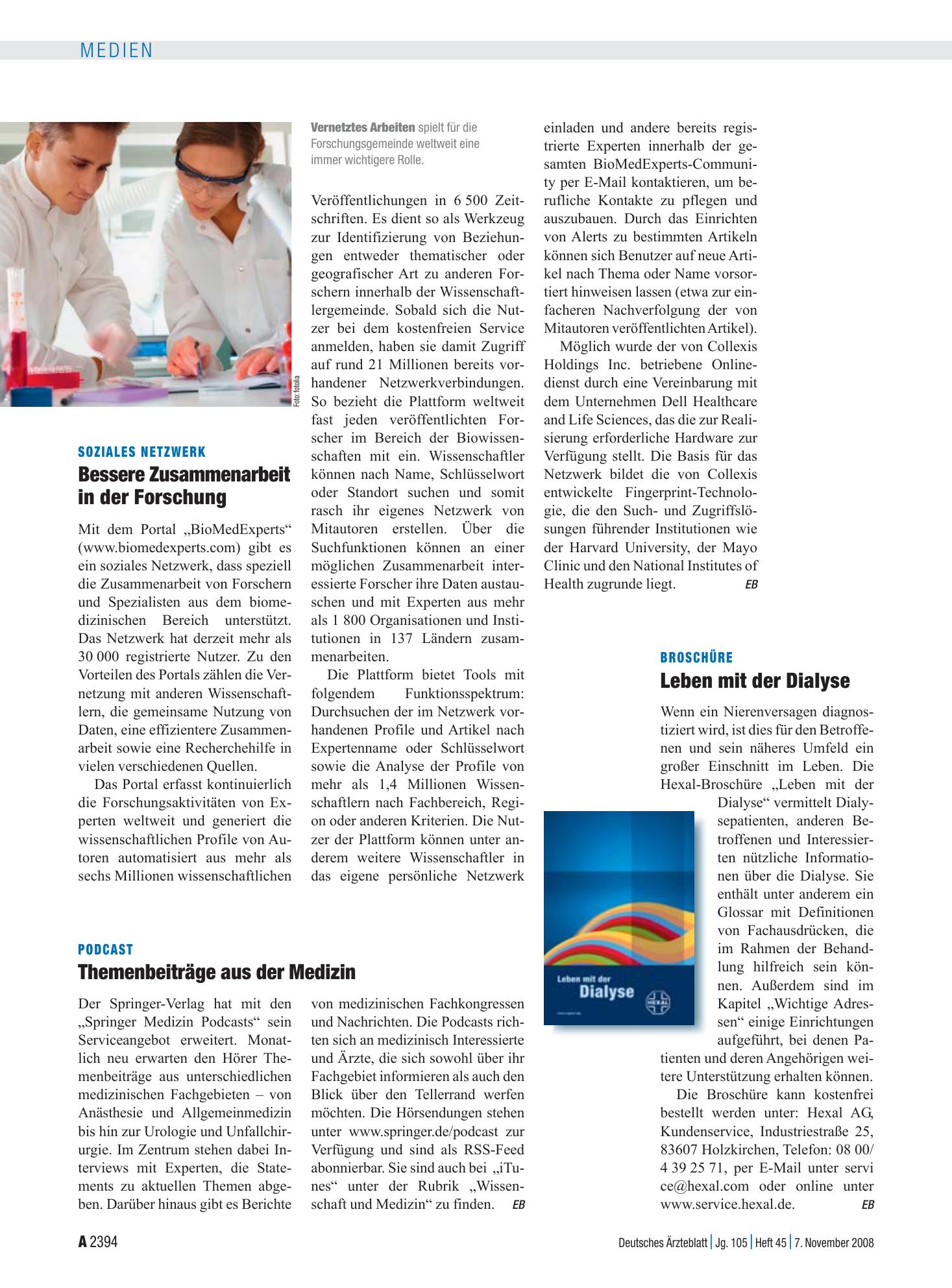 Vorschauseite 1: Broschüre: Leben mit der Dialyse – Deutsches Ärzteblatt