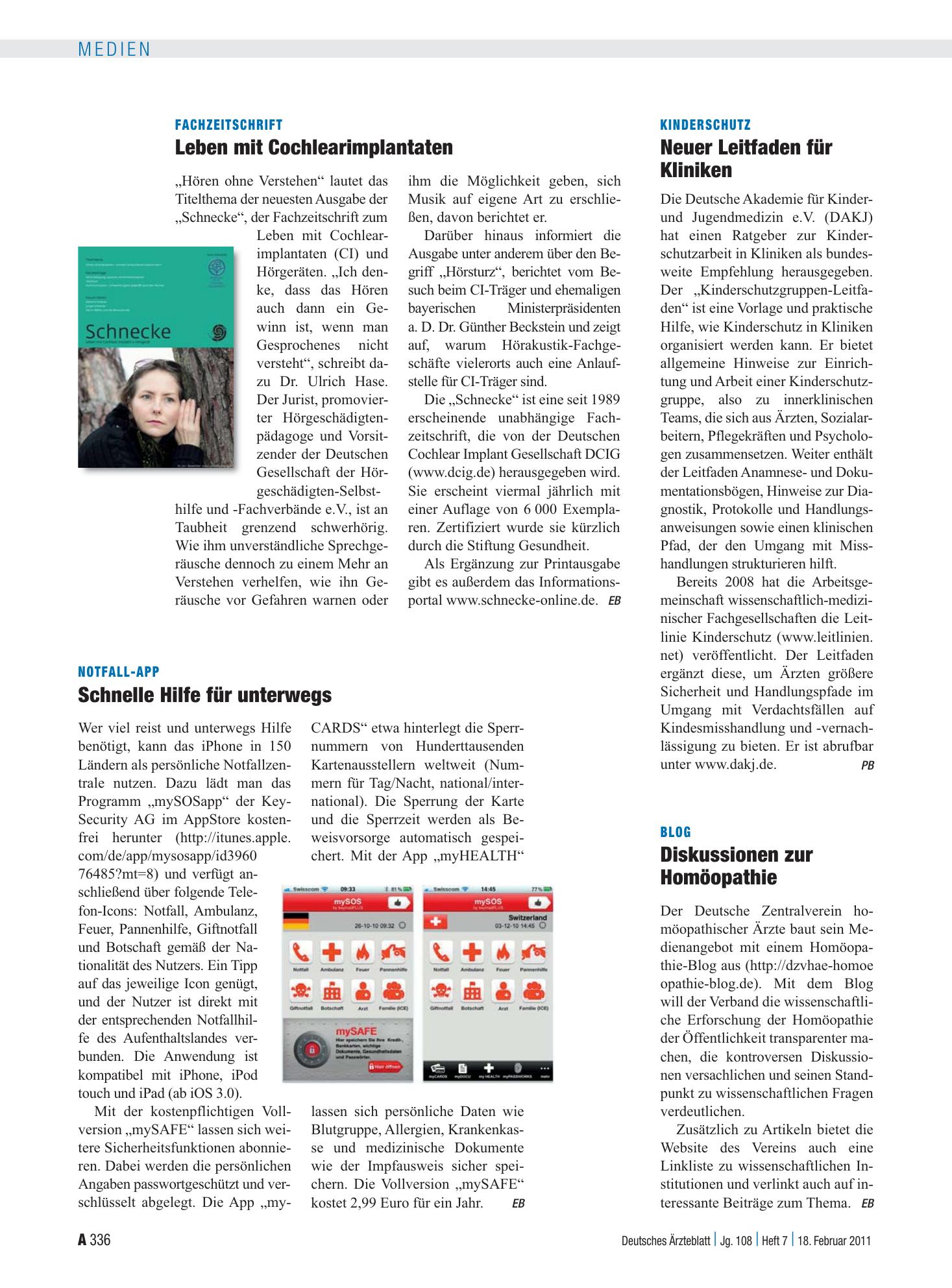 Vorschauseite 1: Notfall-App: Schnelle Hilfe für unterwegs – Deutsches Ärzteblatt