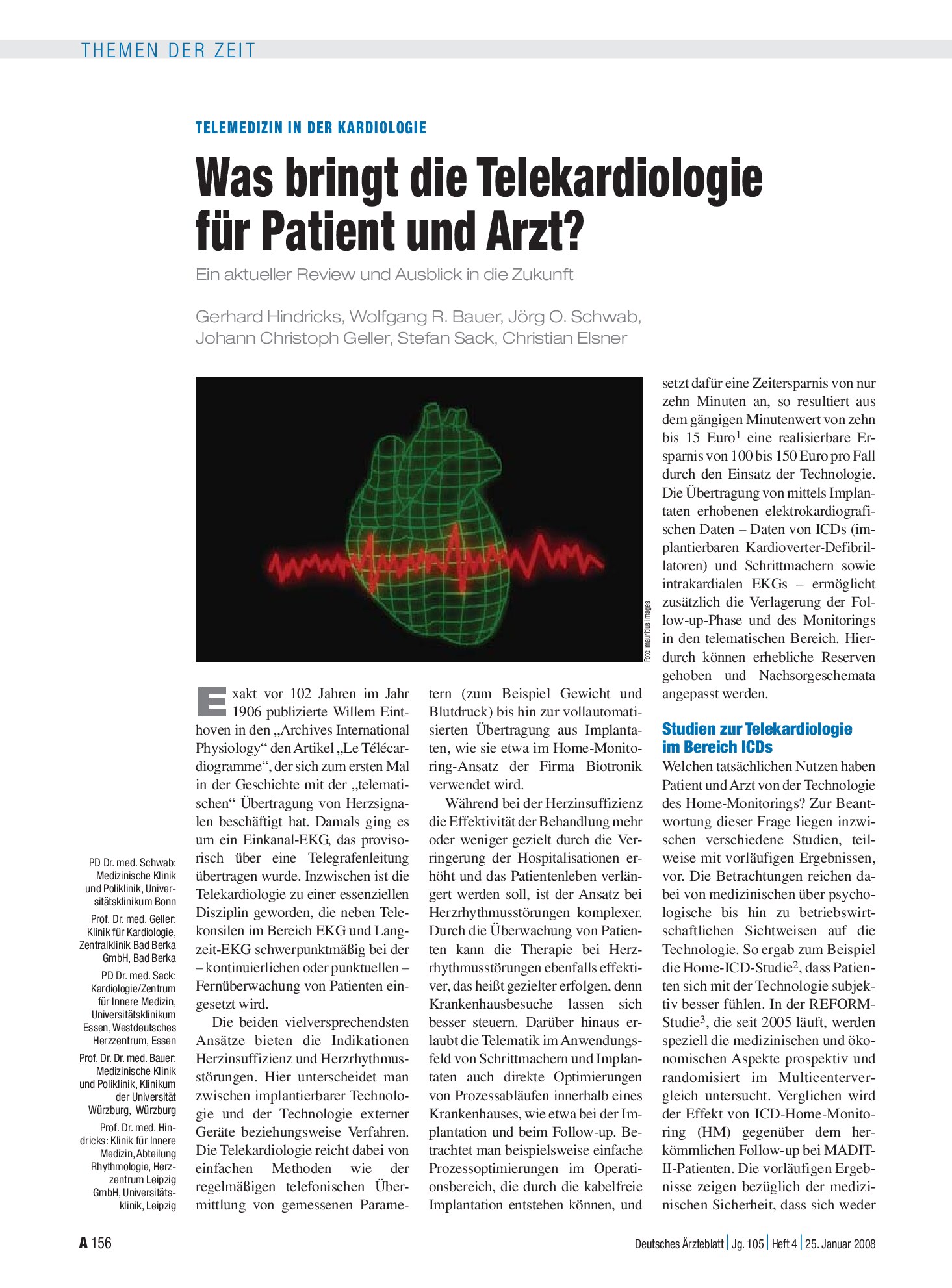 Vorschauseite 1: Telemedizin in der Kardiologie: Was bringt die Telekardiologie für Patient und Arzt? – Deutsches Ärzteblatt