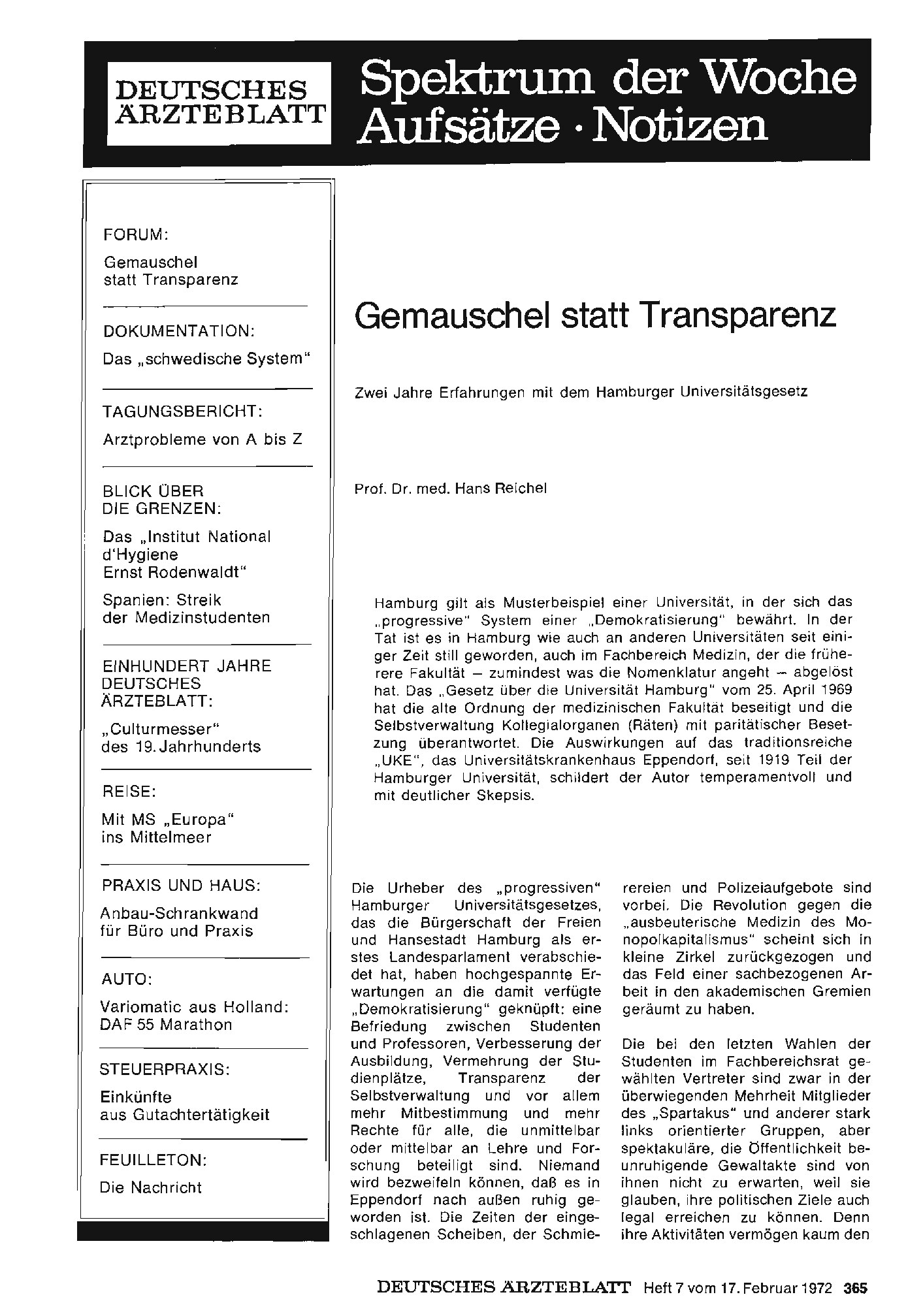 Vorschauseite 1: Gemauschel statt Transparenz: Zwei Jahre Erfahrungen mit dem Hamburger Universitätsgesetz
