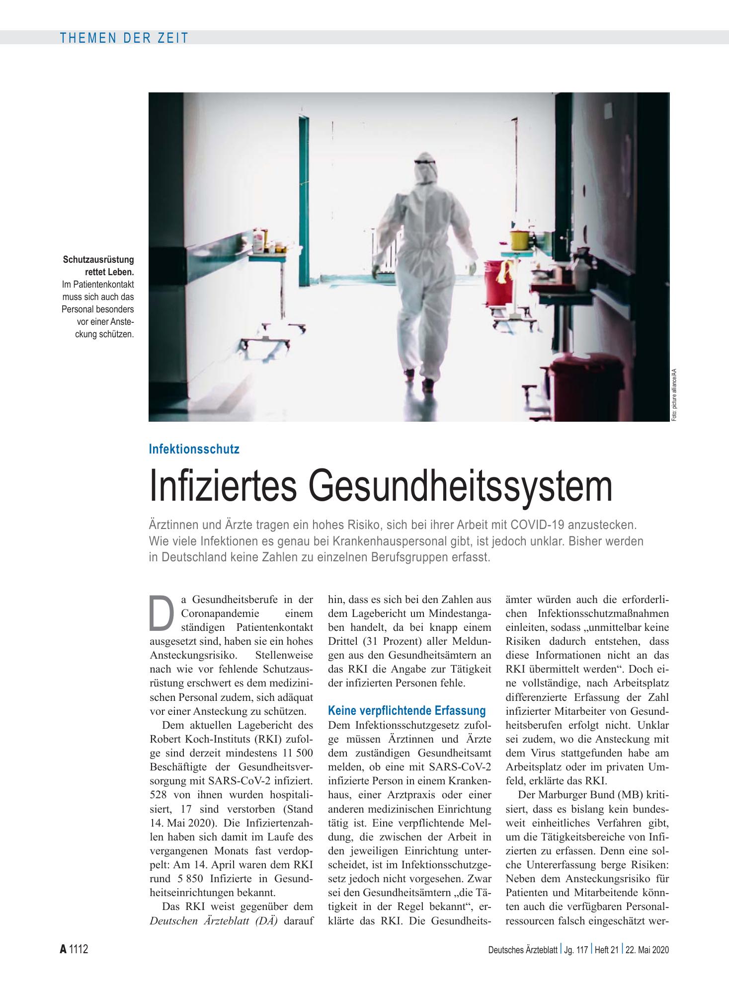 Vorschauseite 1: Infektionsschutz: Infiziertes Gesundheitssystem – Deutsches Ärzteblatt