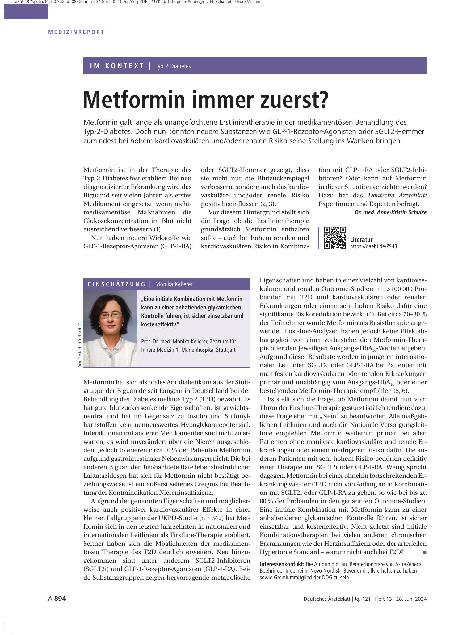 Vorschauseite 1: Metformin immer zuerst? – Deutsches Ärzteblatt